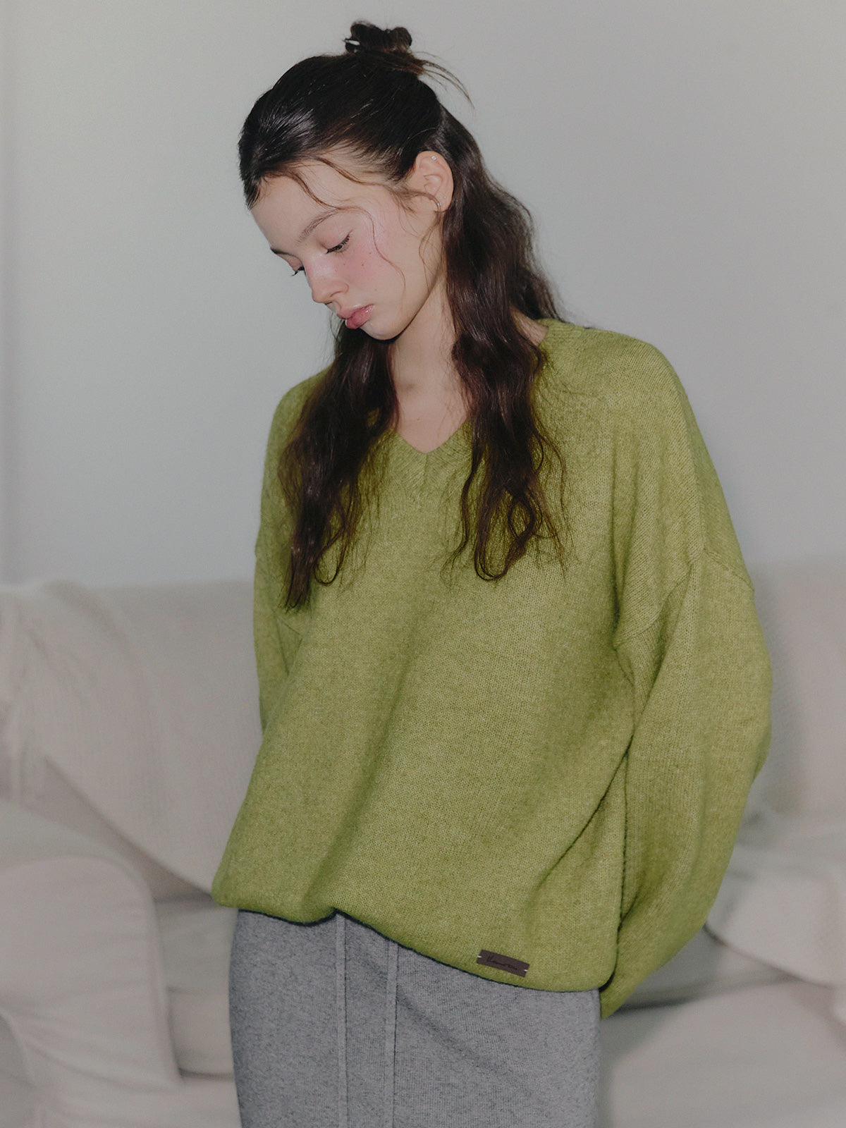Lennon V-Neck Balloon Sleeve Loose Knit