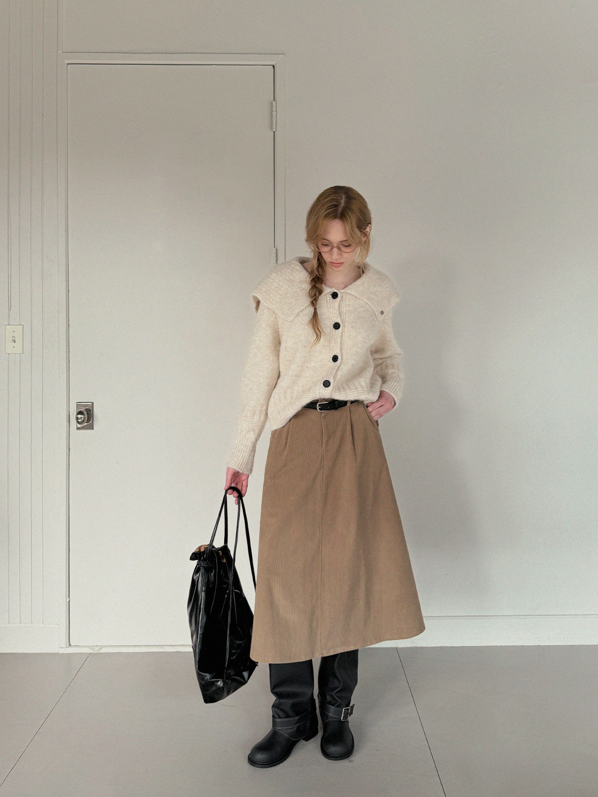 Comf Sailor-Collar Knit Cardigan