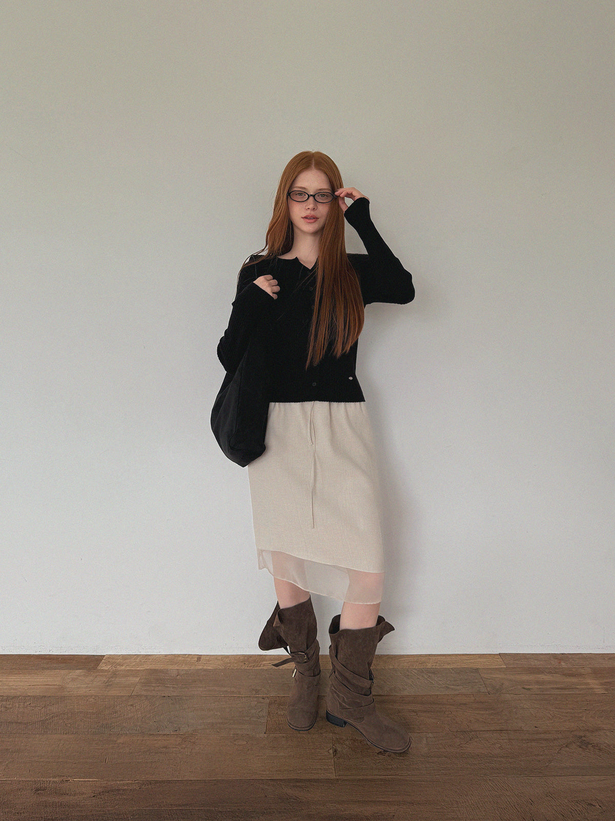 【TWEE】Juvied Button Ribbed Cardigan