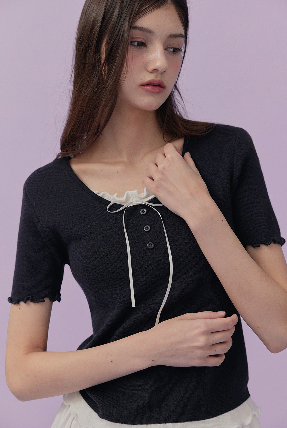 Bait layered short-sleeve knit