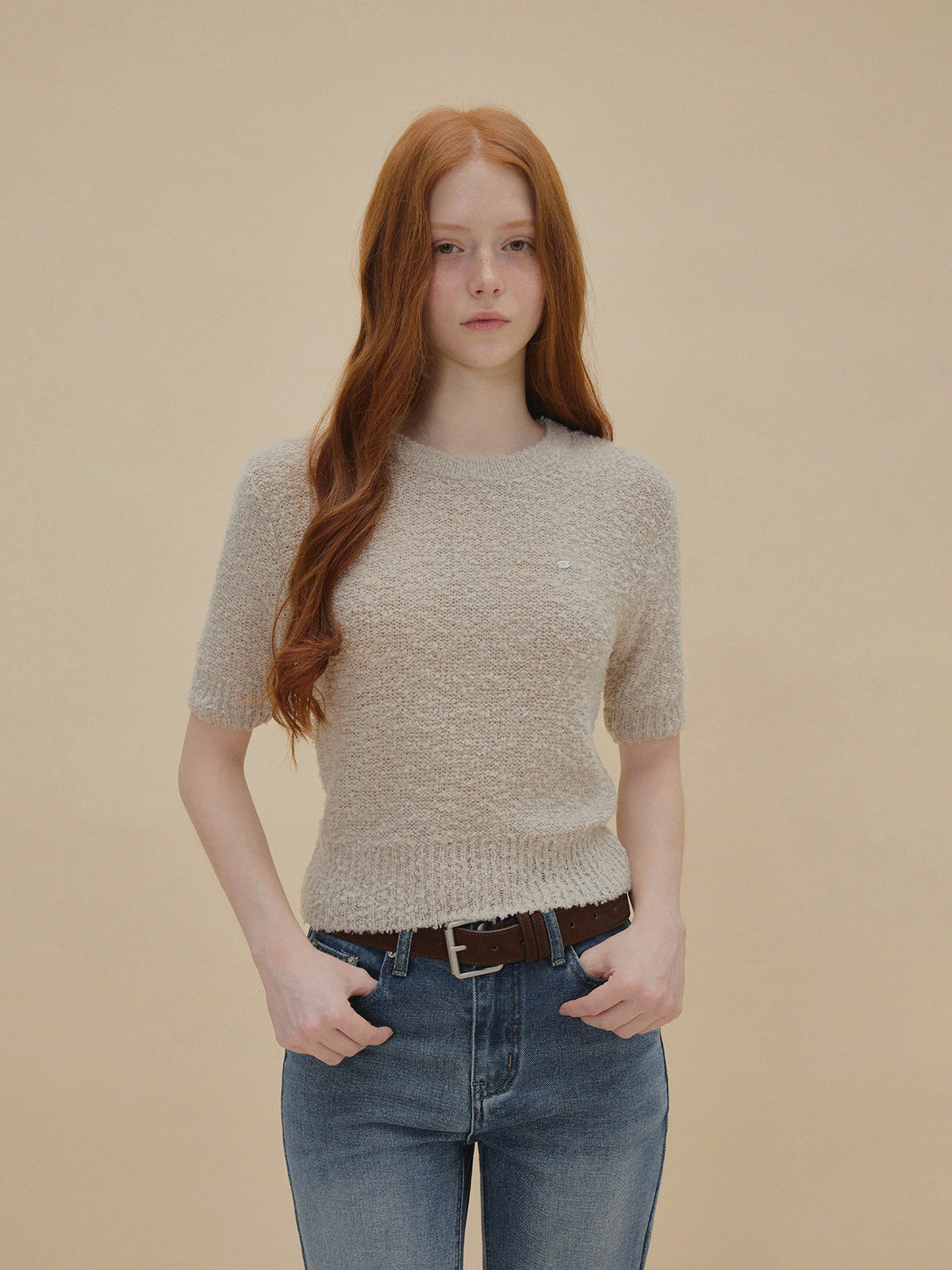 【TWEE】Orit Bouclé Short Sleeve Knit