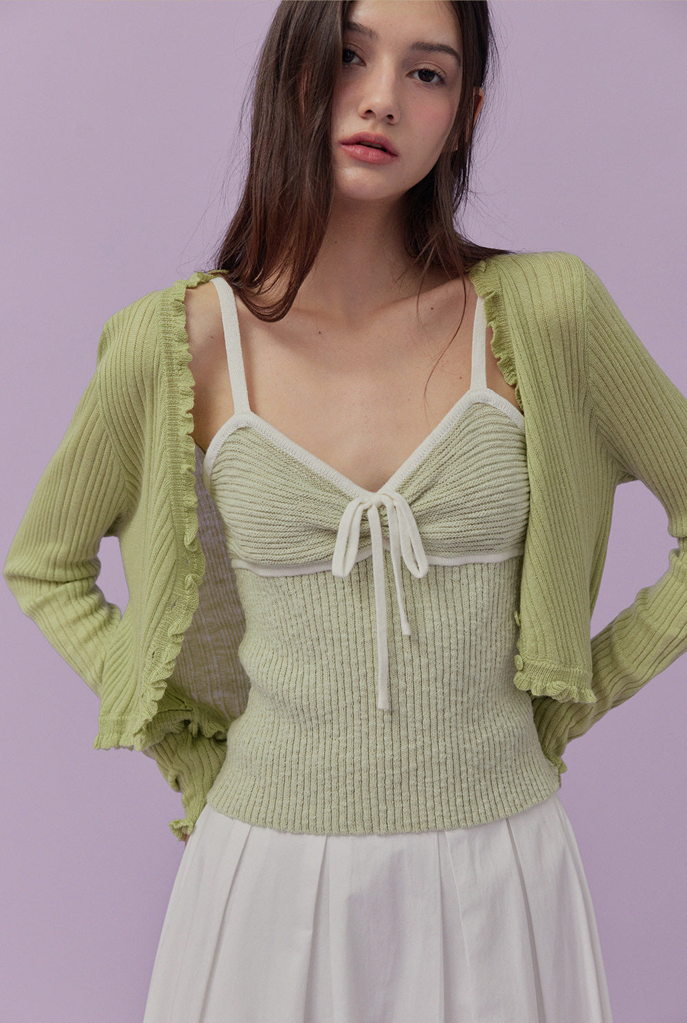 Soize ribbed frill cardigan