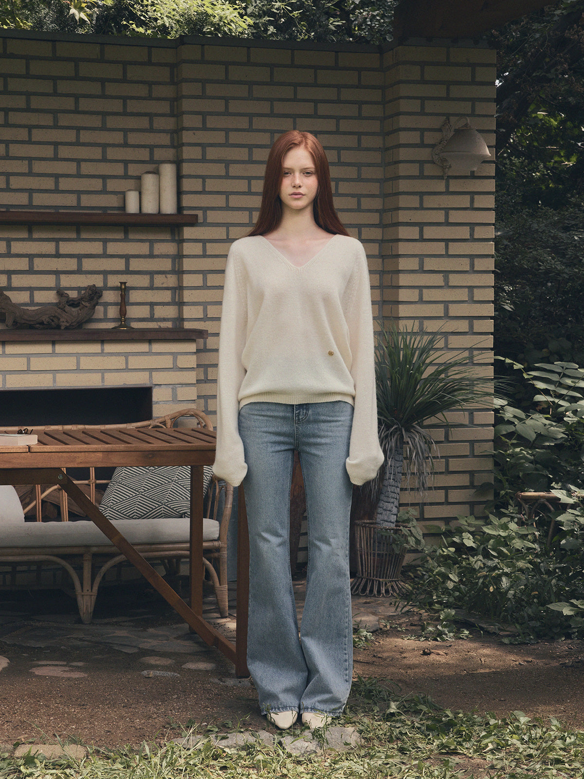 Longc Wool Pastel V-Neck Long-Sleeve Knit