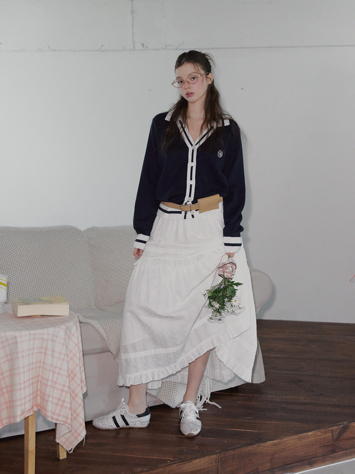 Burel Contrast Collar Cardigan