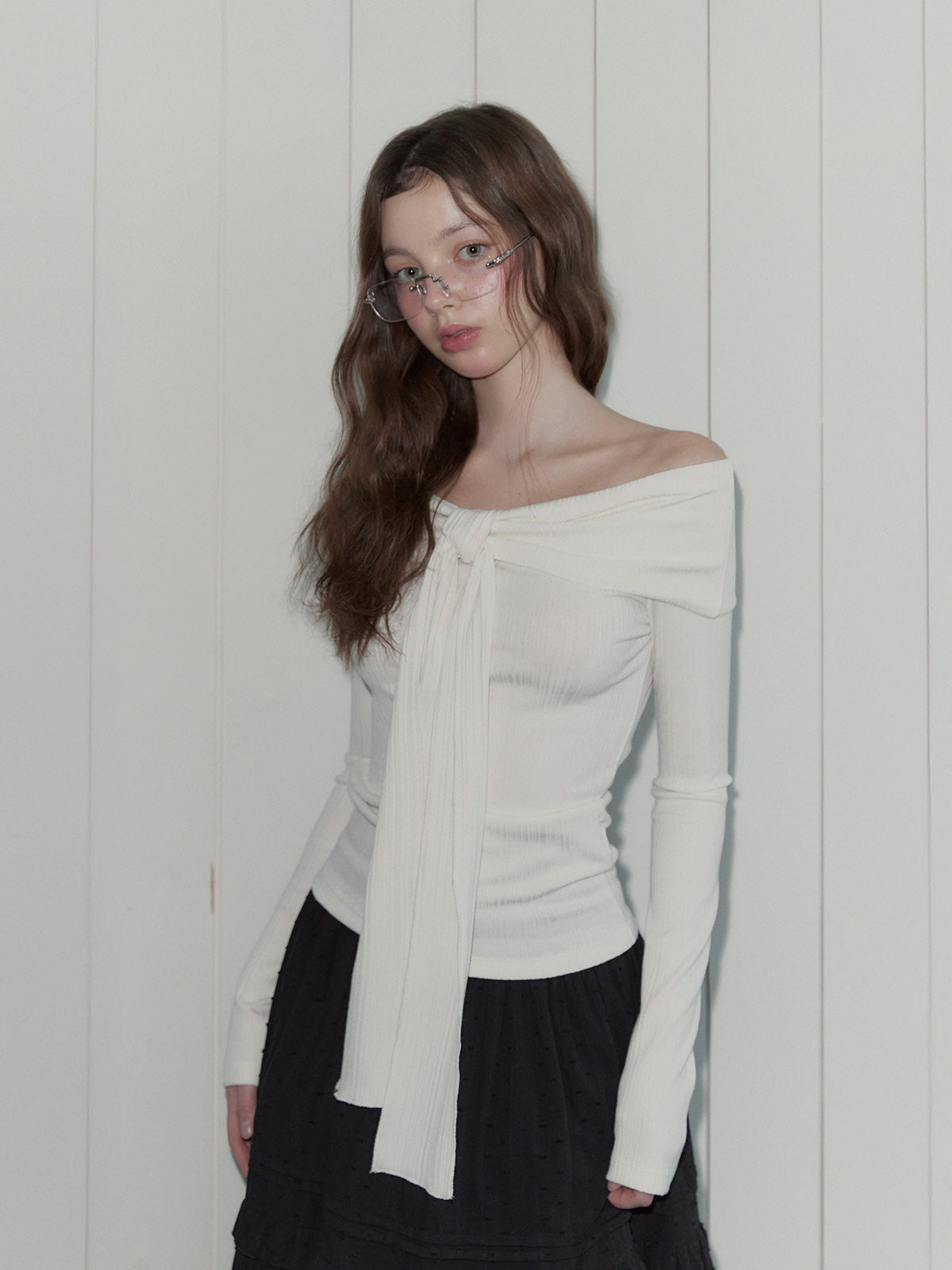 Riden Off-Shoulder Long Sleeve Tee (Strap Set)