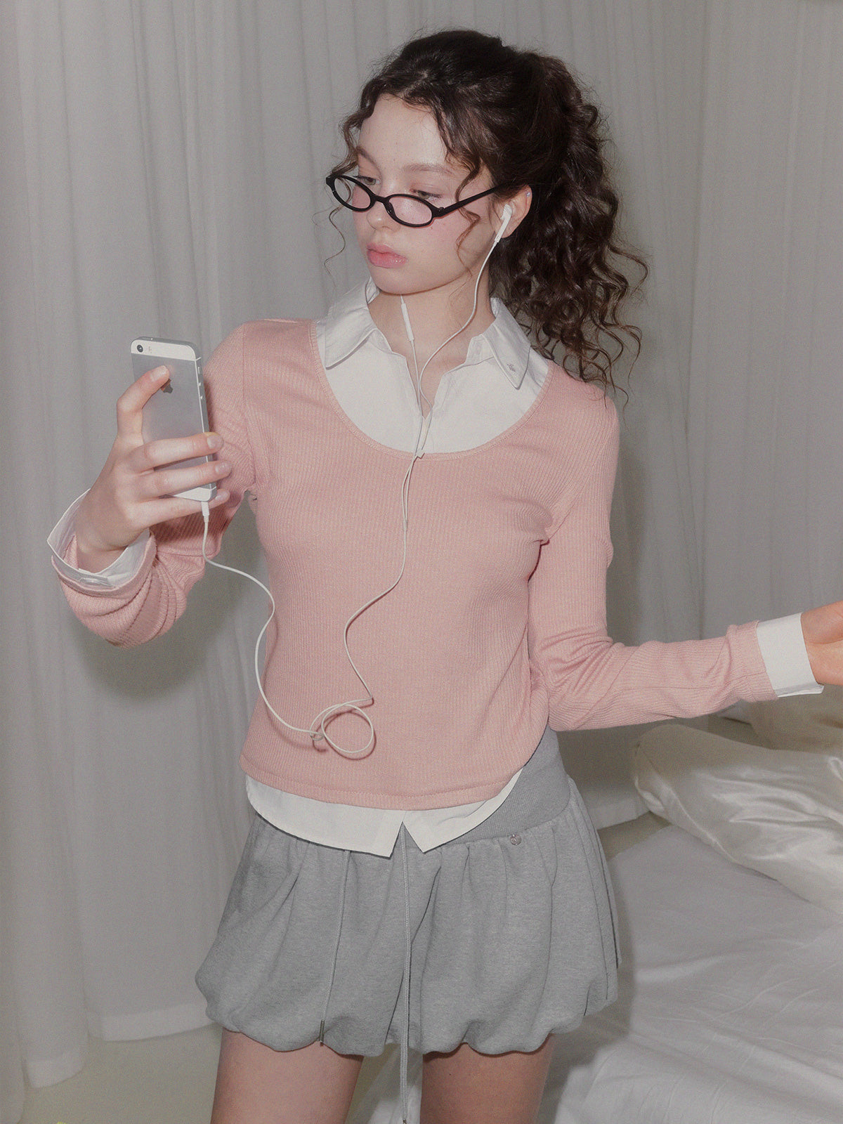 Ellen contrast rib long sleeve t-