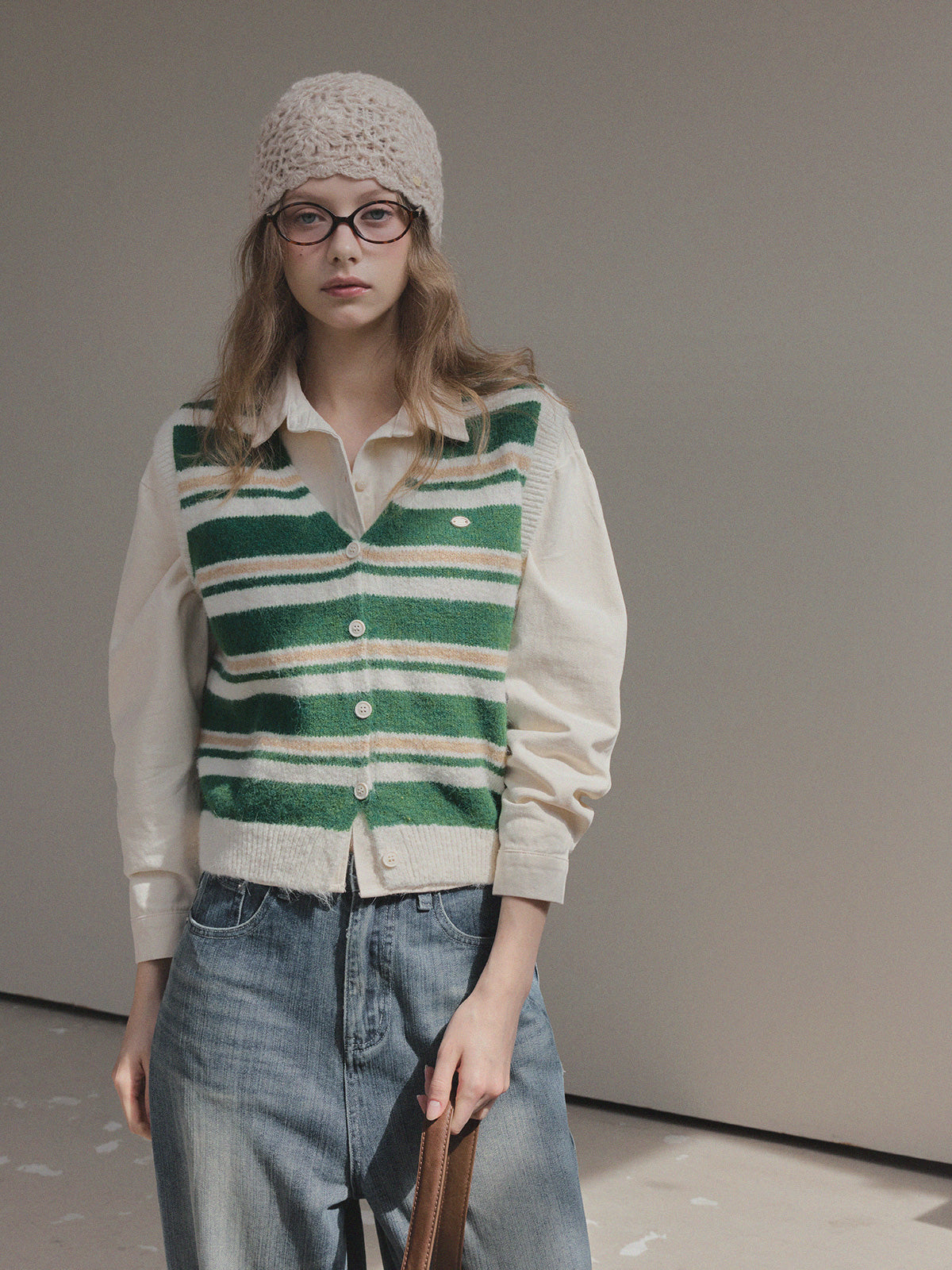Enz Stripe Color-Block Knit Vest