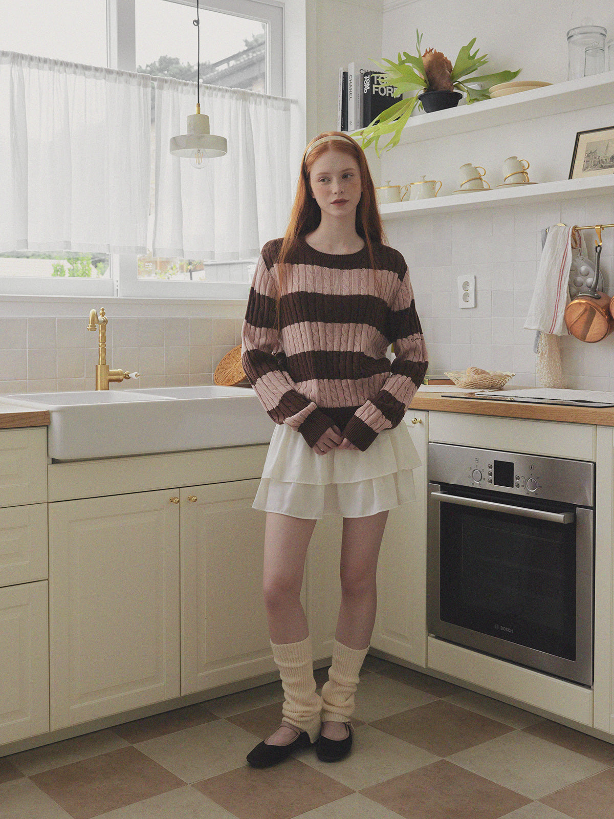 Fade Color-Block Stripe Long Sleeve Knit