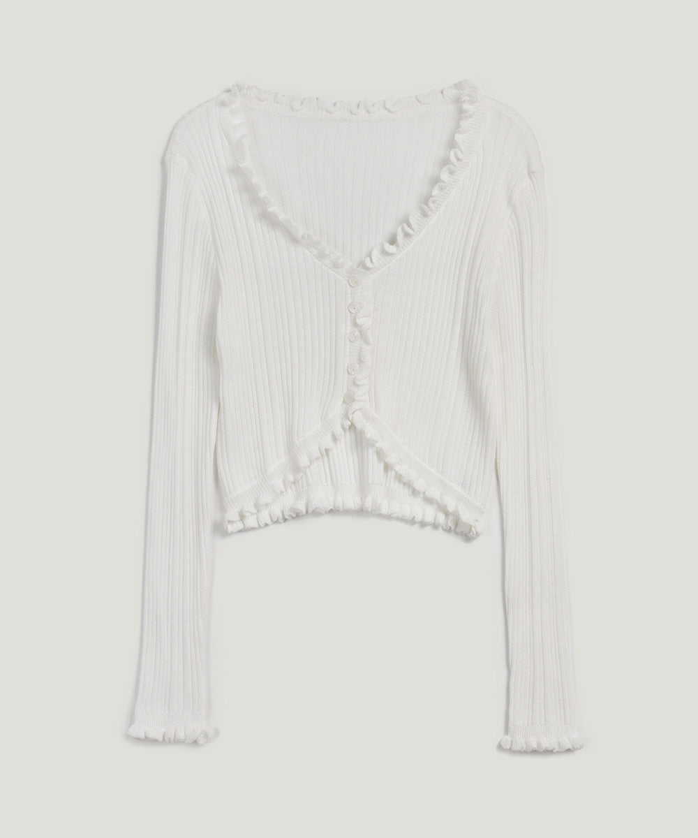 Soize ribbed frill cardigan