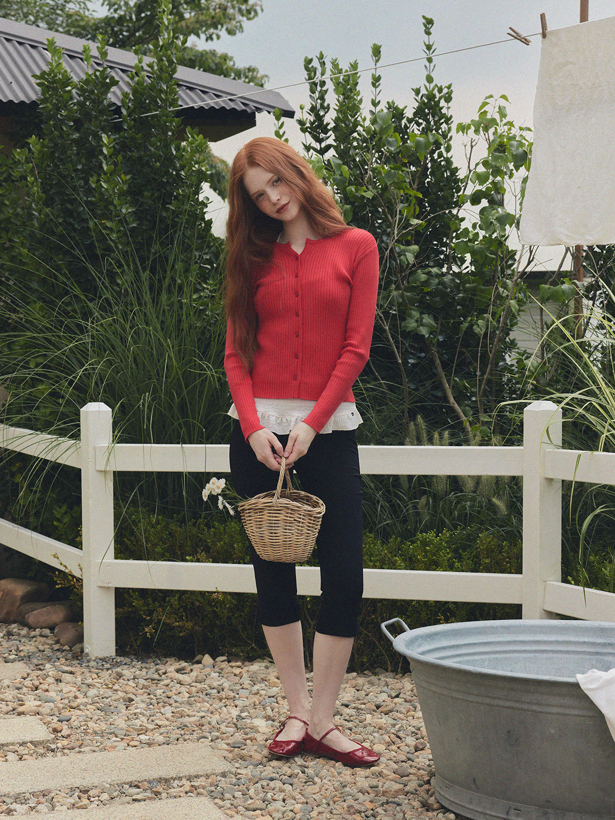【TWEE】Juvied Button Ribbed Cardigan