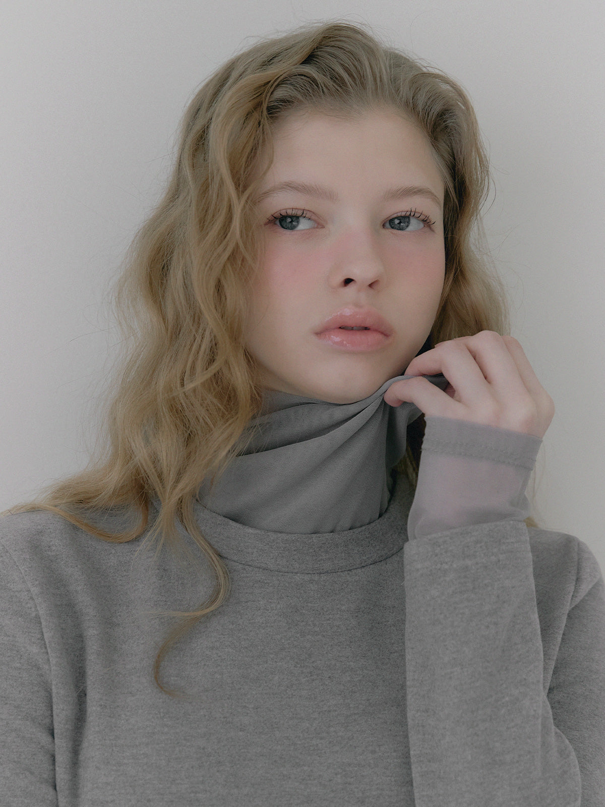 Lume Fleece Sheer Layered Long Sleeve Tee