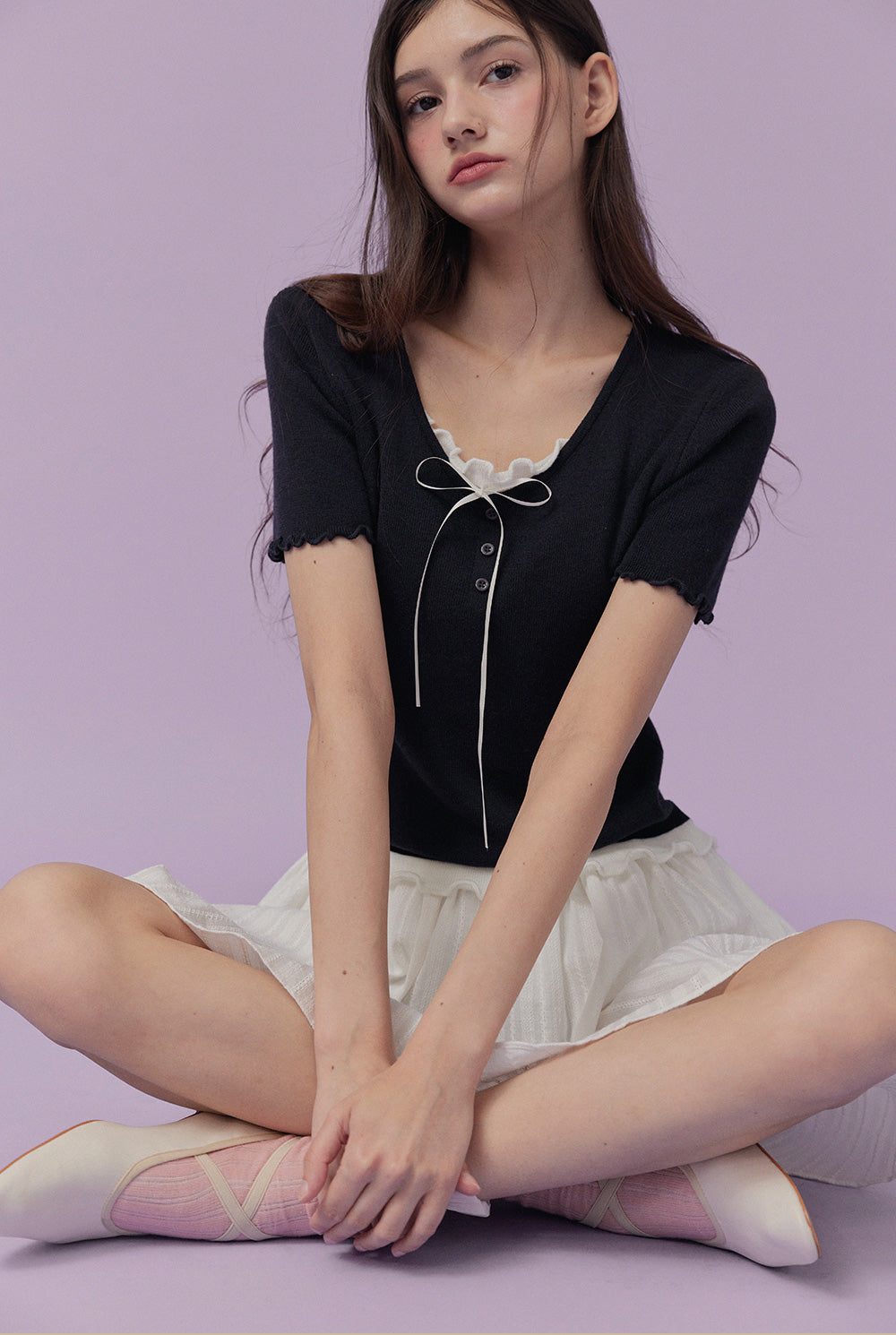 Bait layered short-sleeve knit
