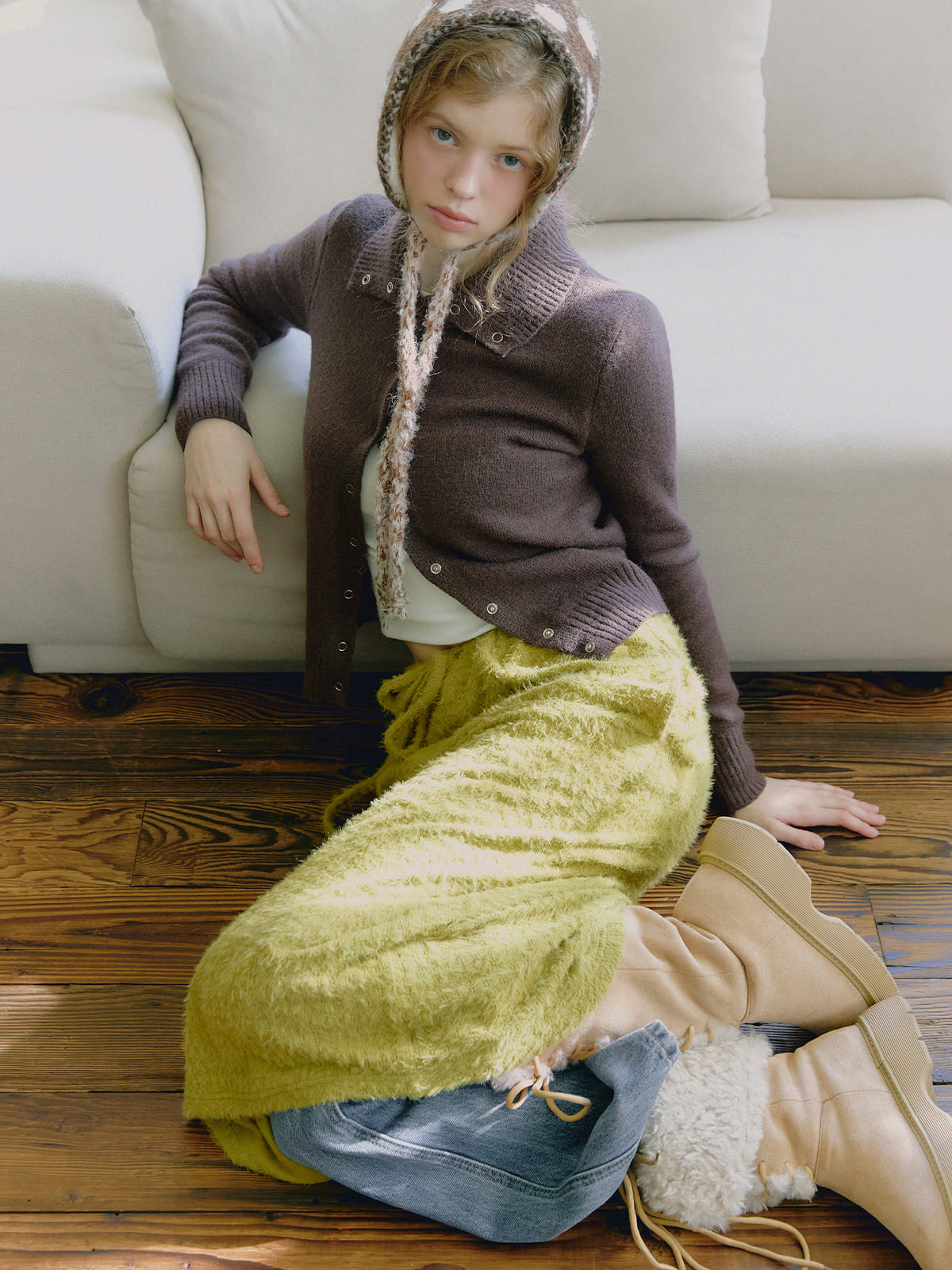Conna high-neck snap button cardigan