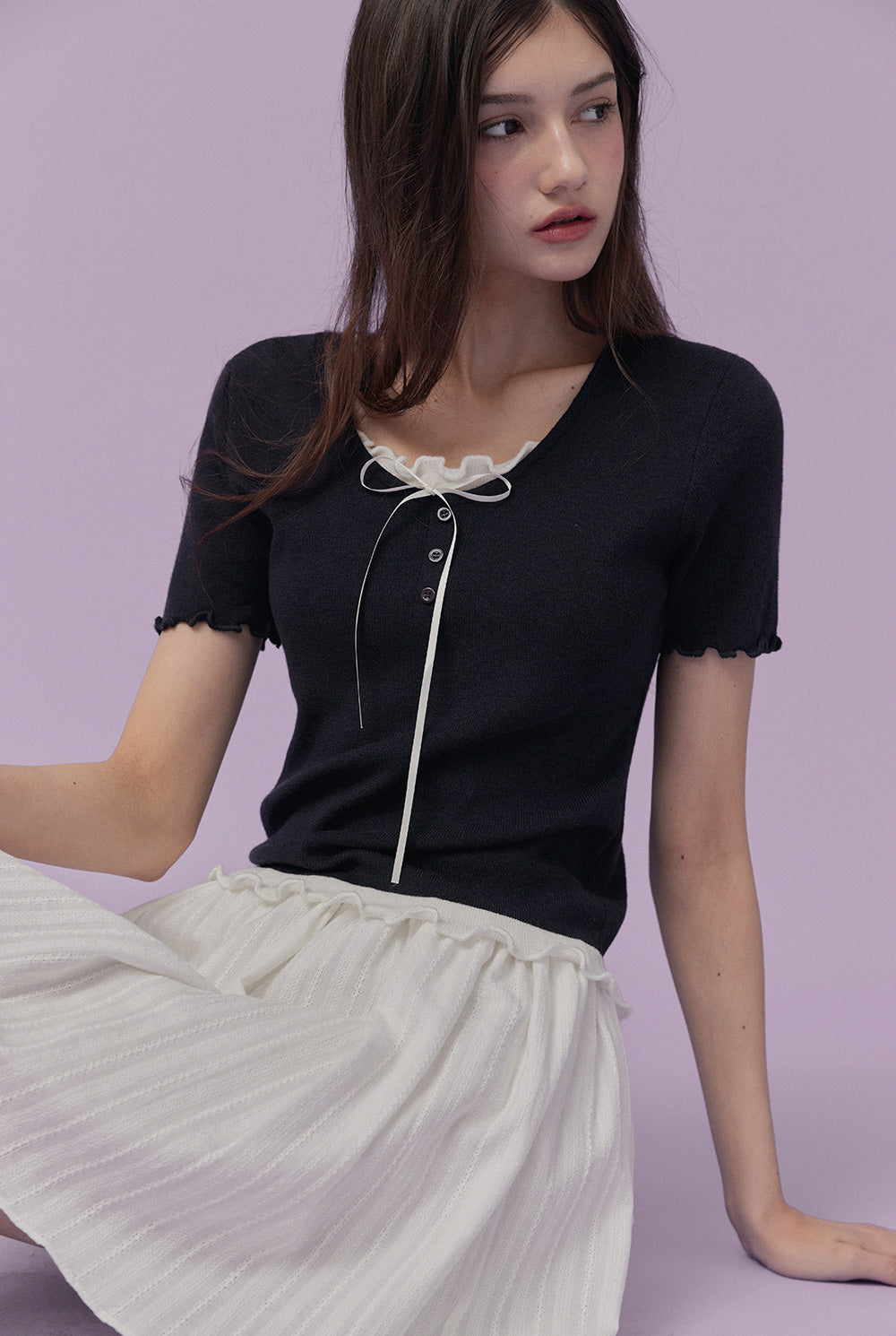 Bait layered short-sleeve knit