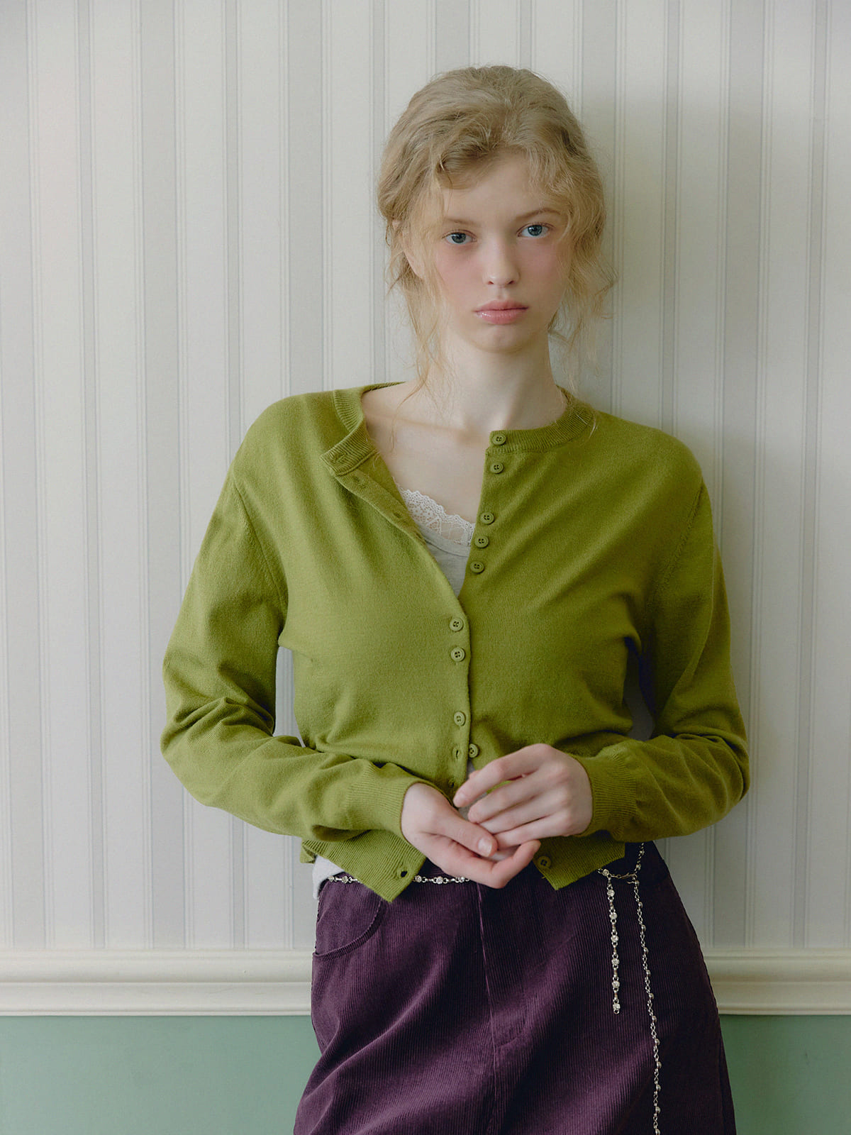 Casha multi-button round neck cardigan
