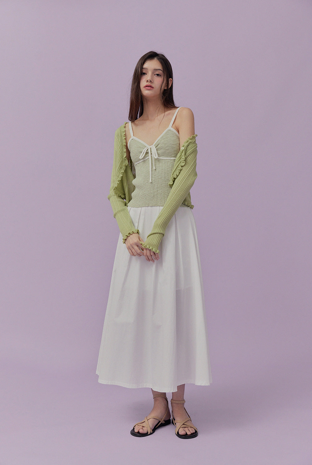 Soize ribbed frill cardigan