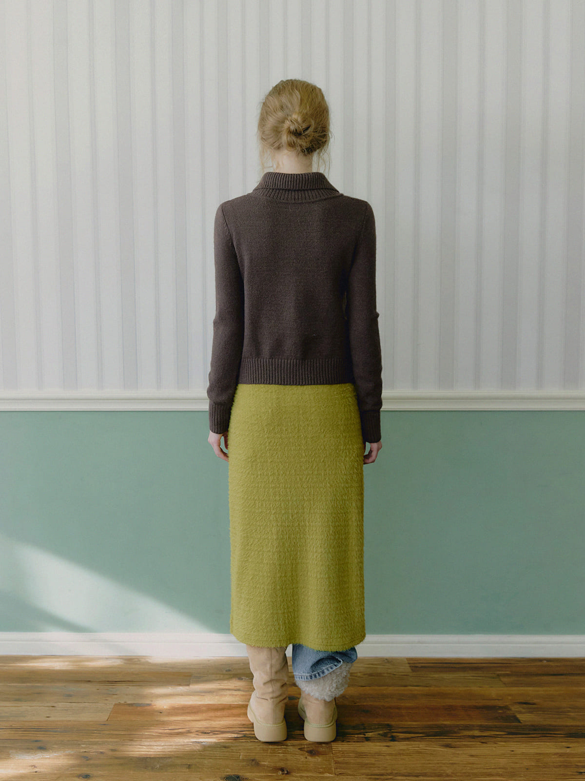 Conna high-neck snap button cardigan