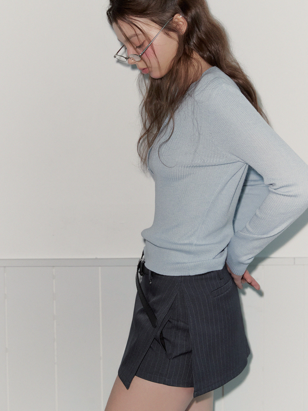 Selfin Stripe Mini Skort (Belt Set)