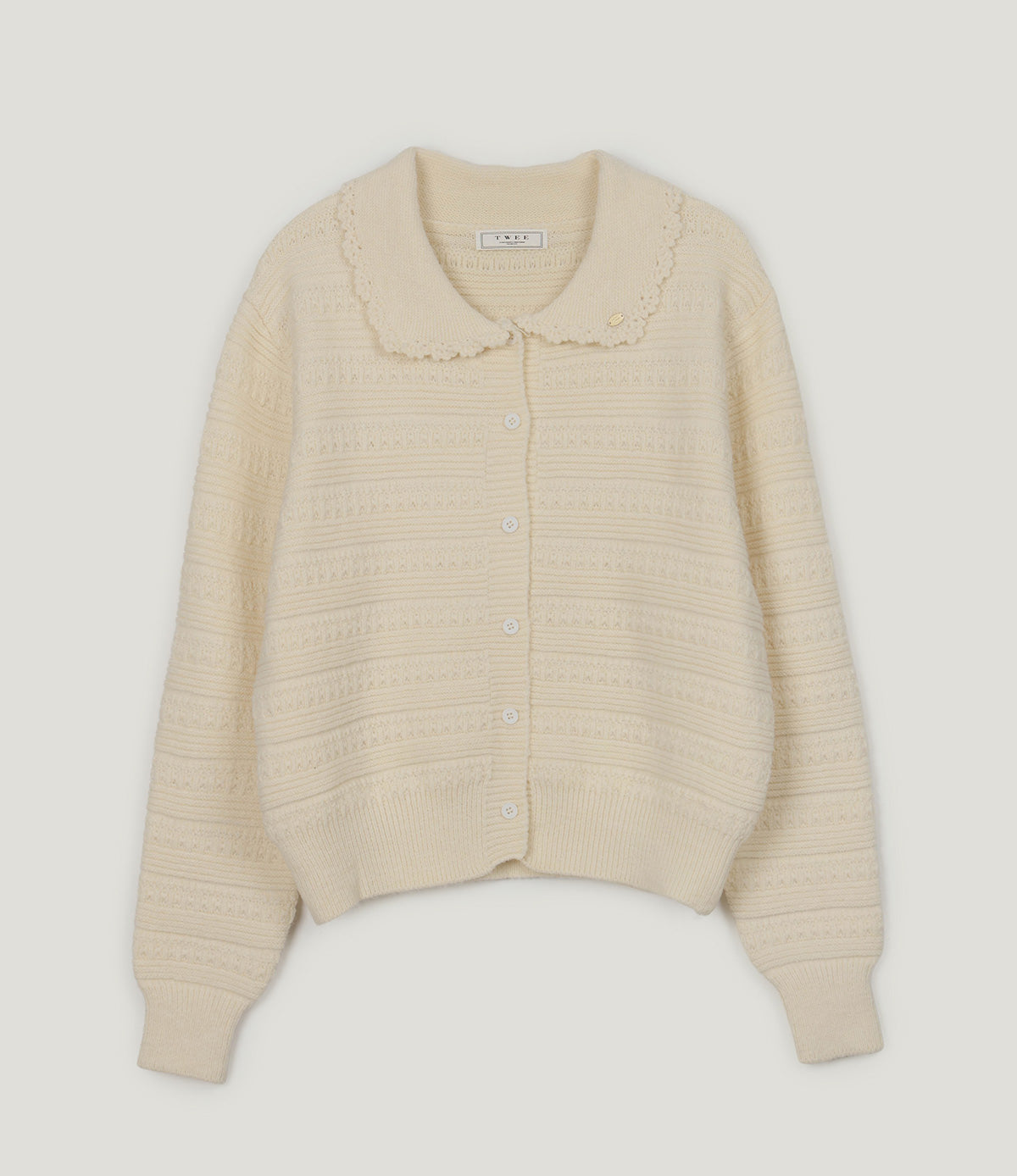 Molly Contrast Collar Pattern Knit Cardigan