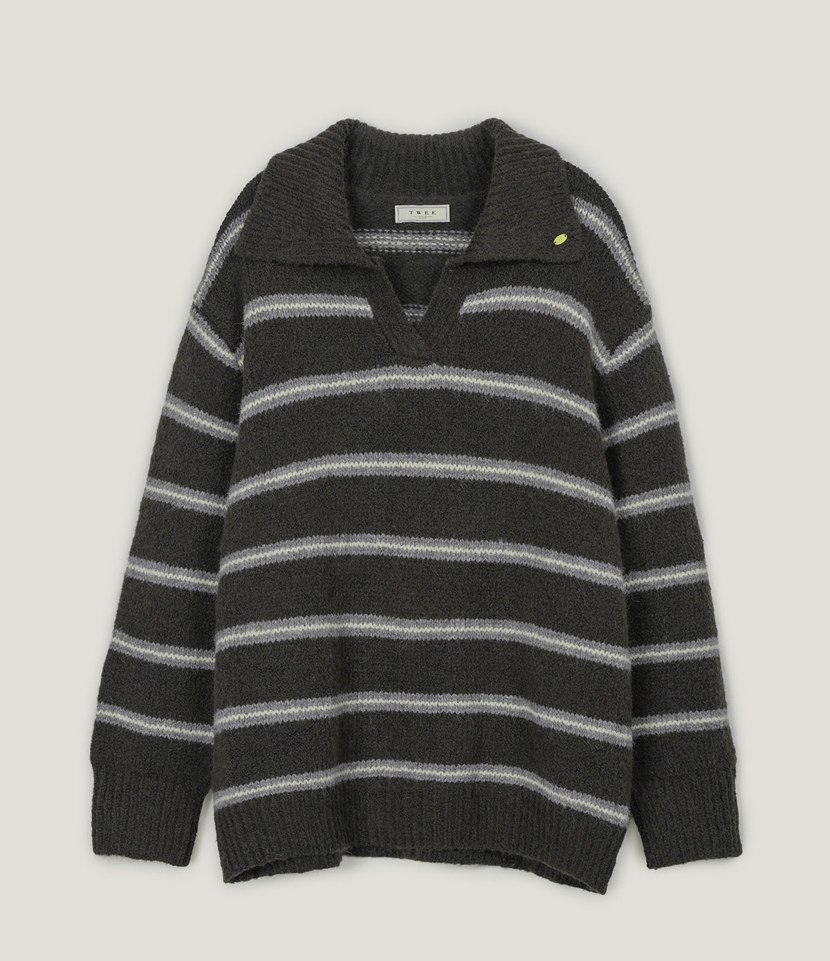 Lemoon Stripe Collar Loose-Fit Knit