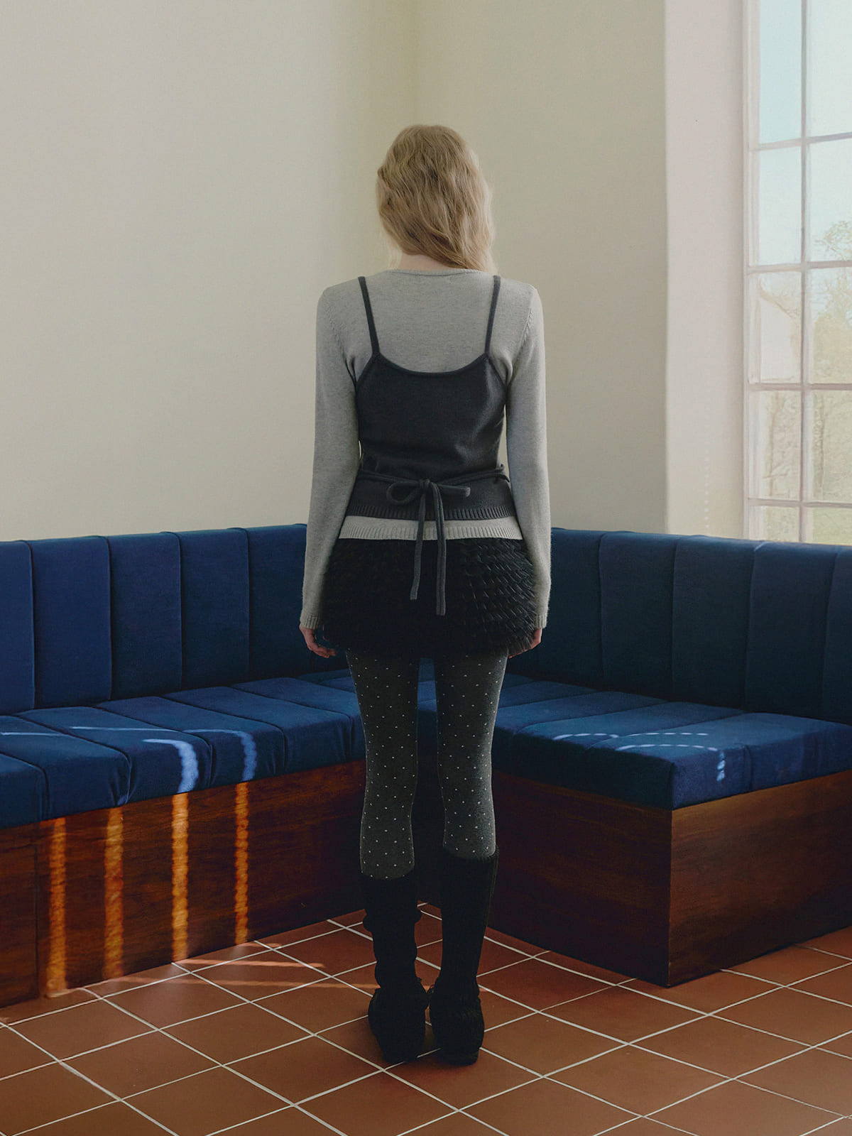 【TWEE】Nuen bustier a strati maglia a maniche lunghe