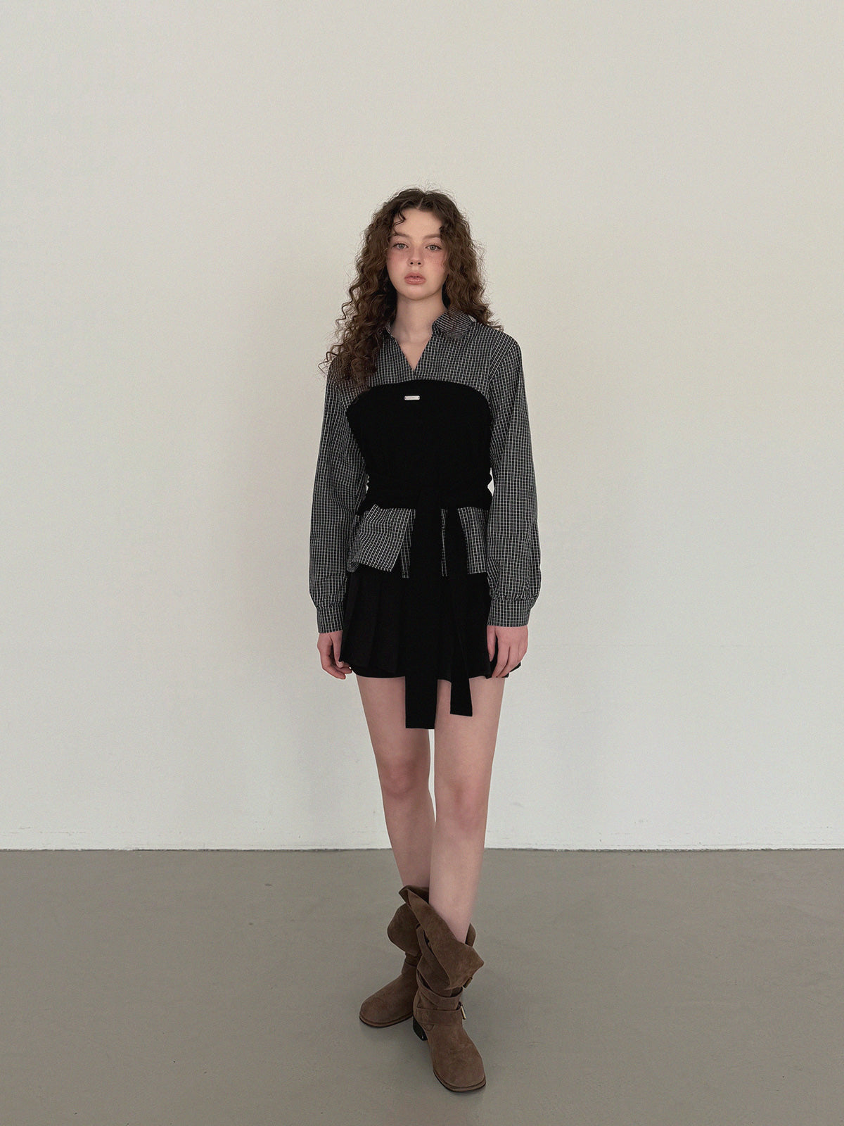 Noen Layered Top Bustier Shirt Blouse