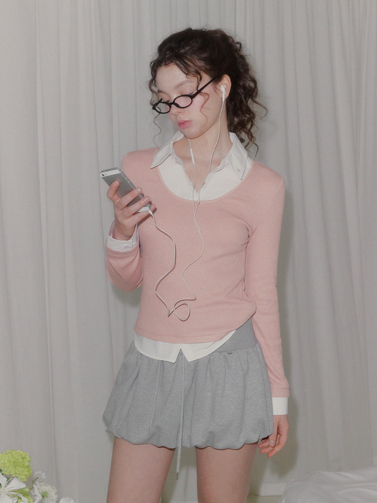Ellen contrast rib long sleeve t-
