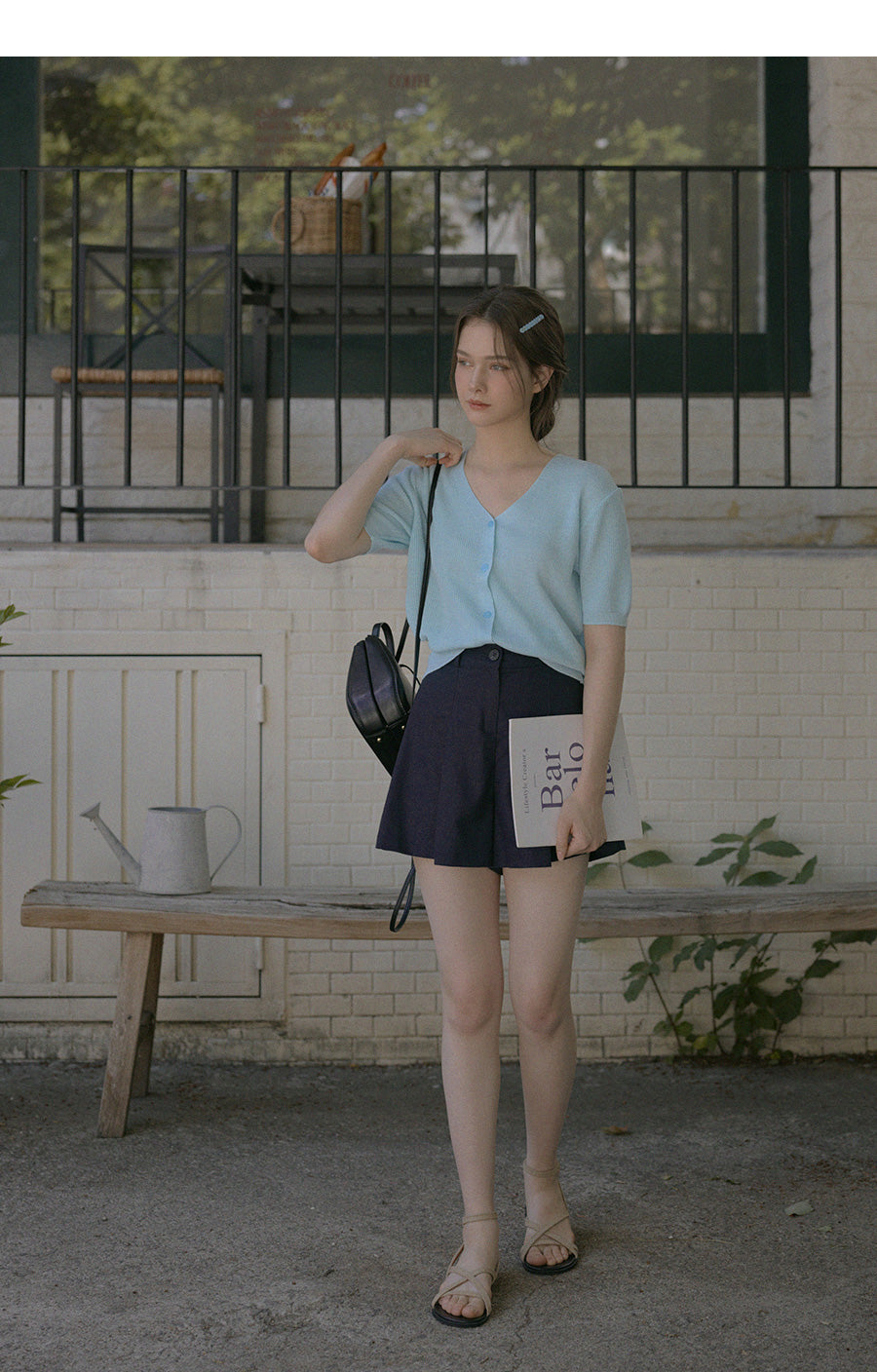 Cremo Linen V-Neck Short Sleeve Cardigan