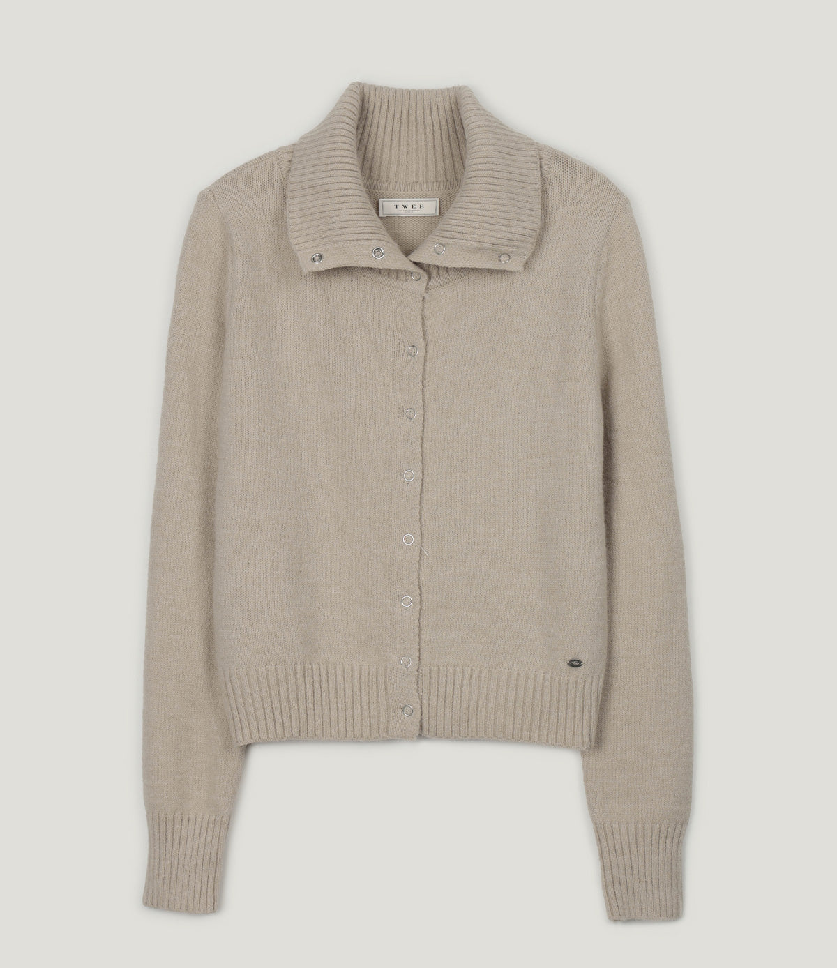 Conna high-neck snap button cardigan