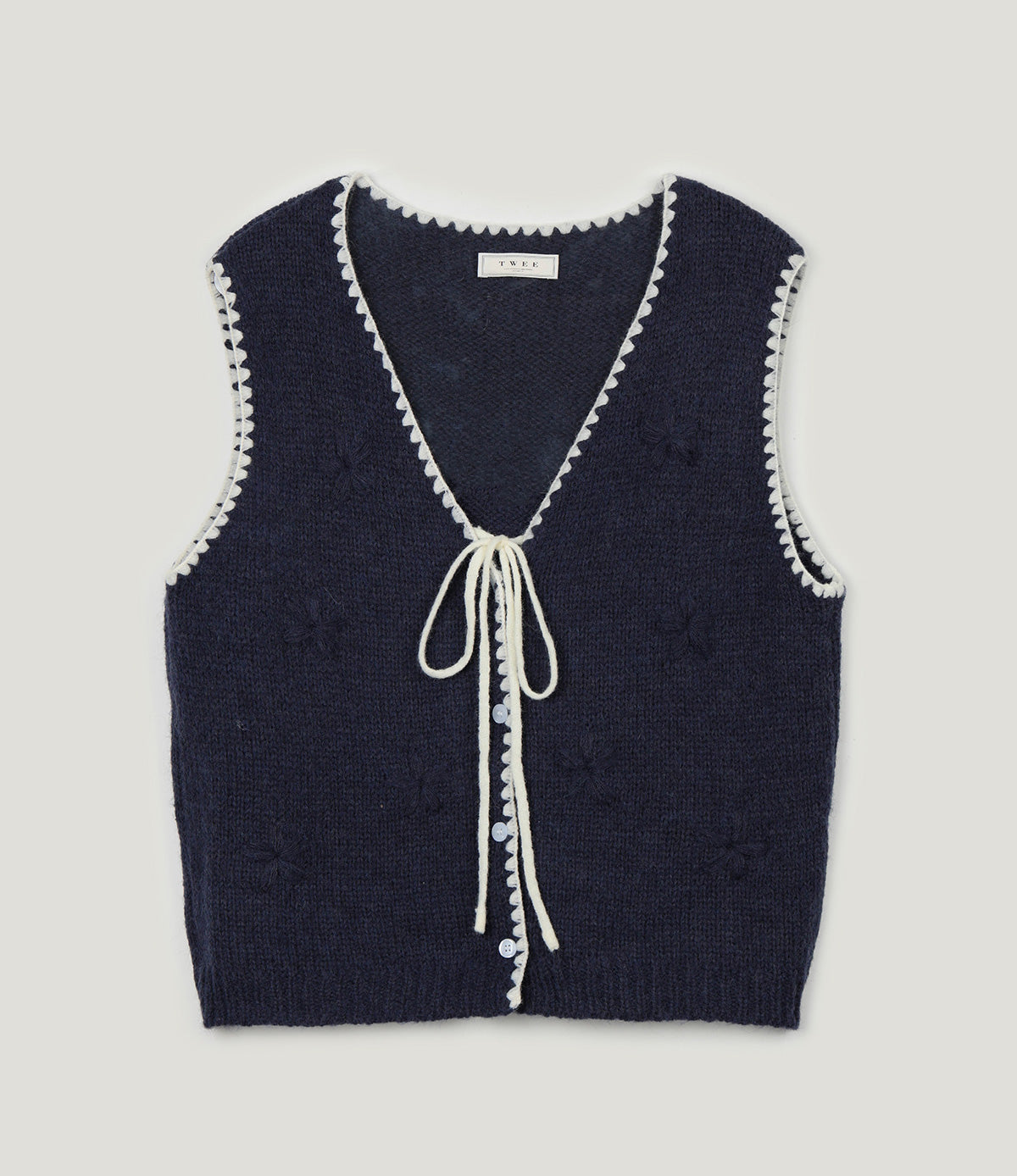 【TWEE】Pfund Color-Block Strap Flower Knit Vest