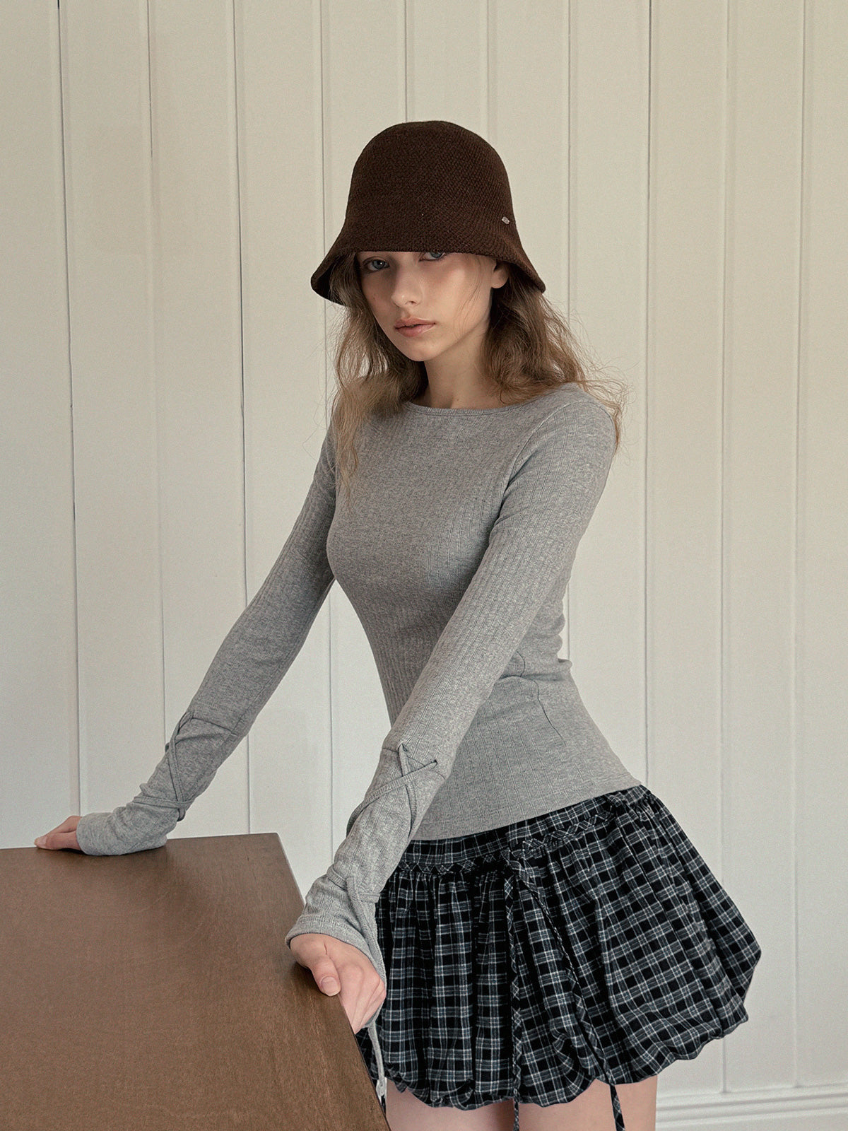 【TWEE】Devua Check Balloon Mini Skirt