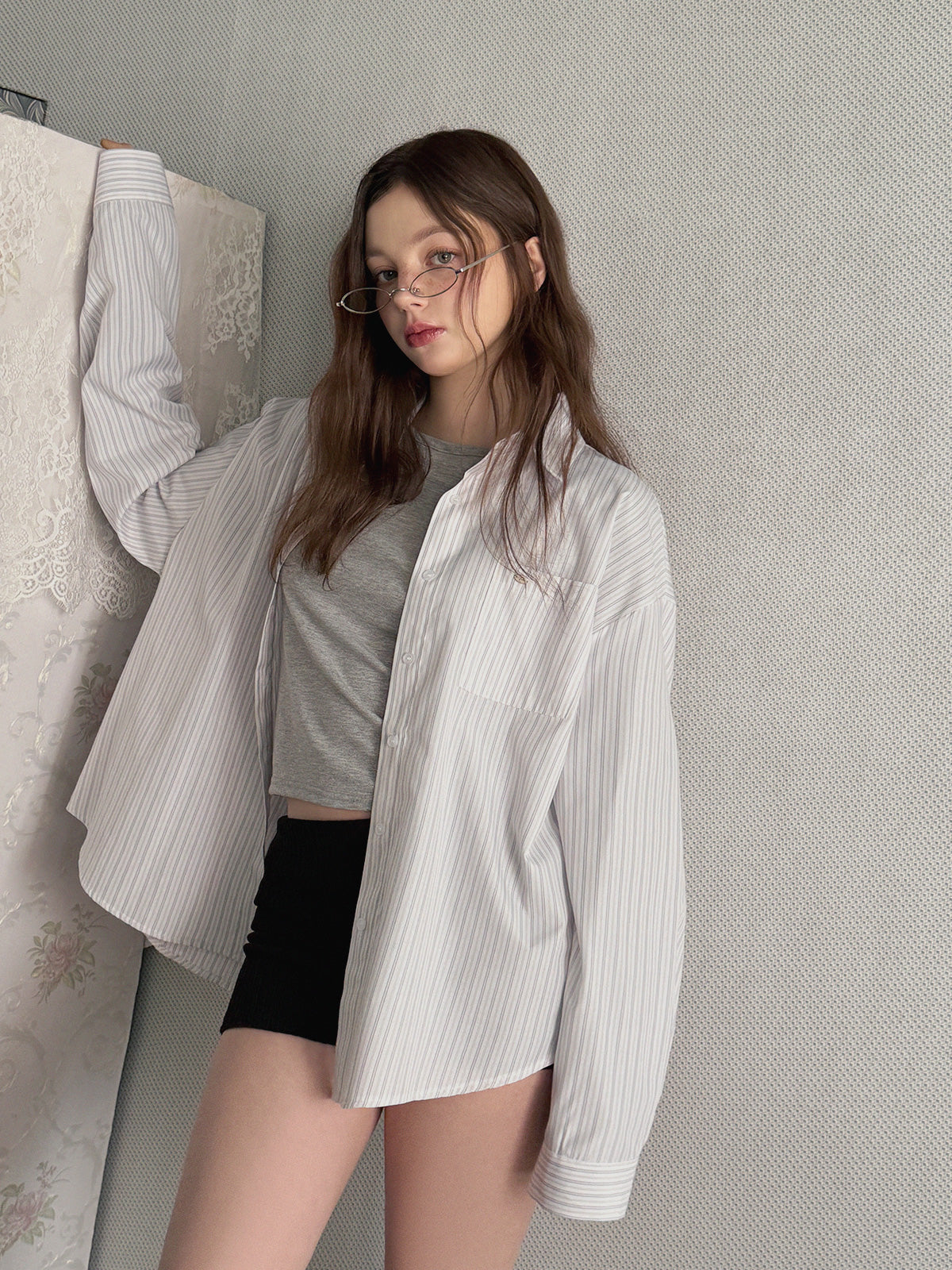 Ruben Stripe Pocket Oversized Long Sleeve Shirt