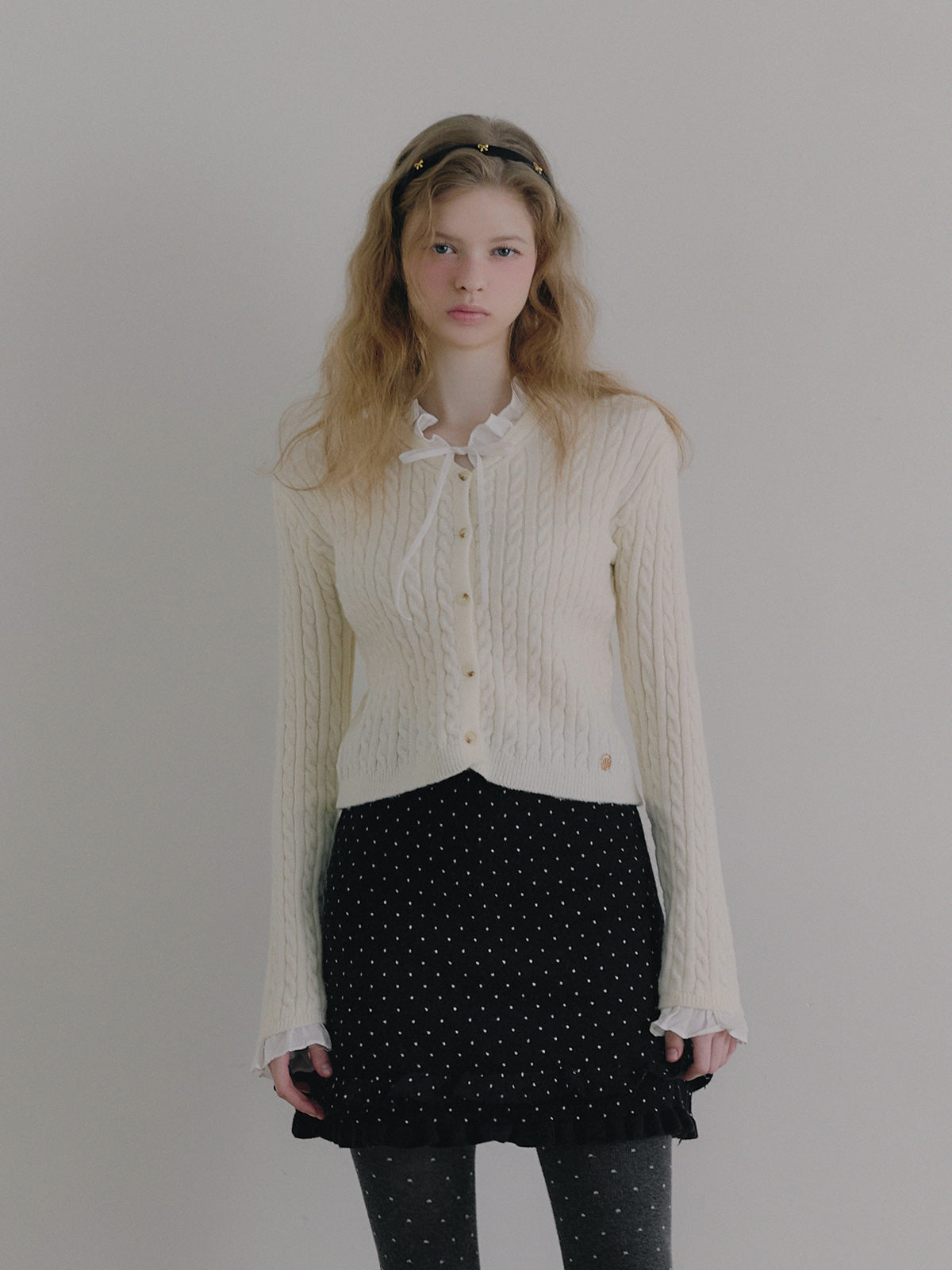 Monen Shirt-Mix Cable Knit Cardigan