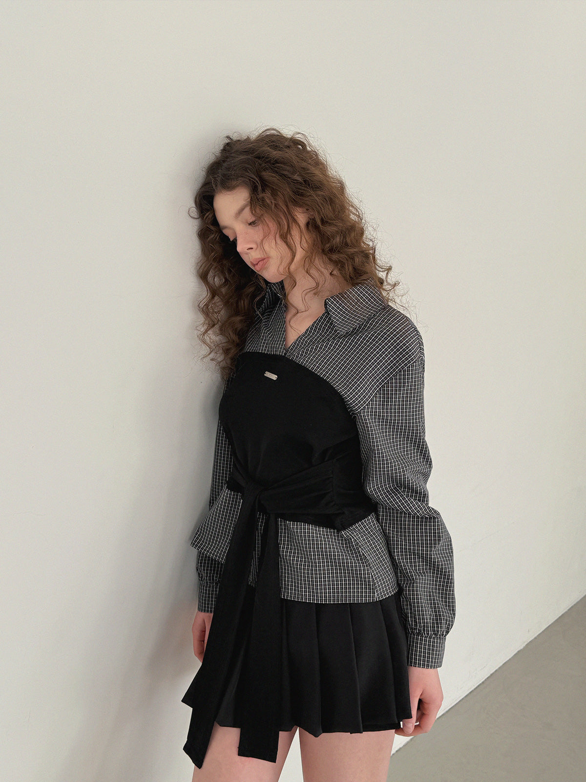 Noen Layered Top Bustier Shirt Blouse
