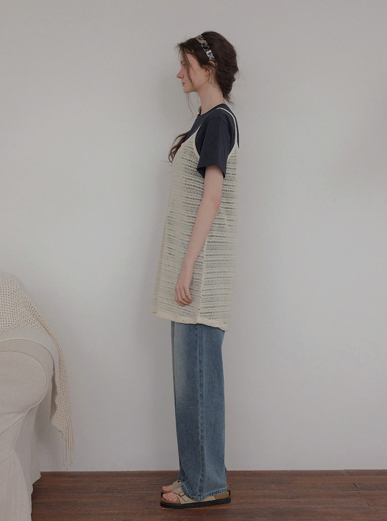 Hillet Knit Mesh Layered Dress