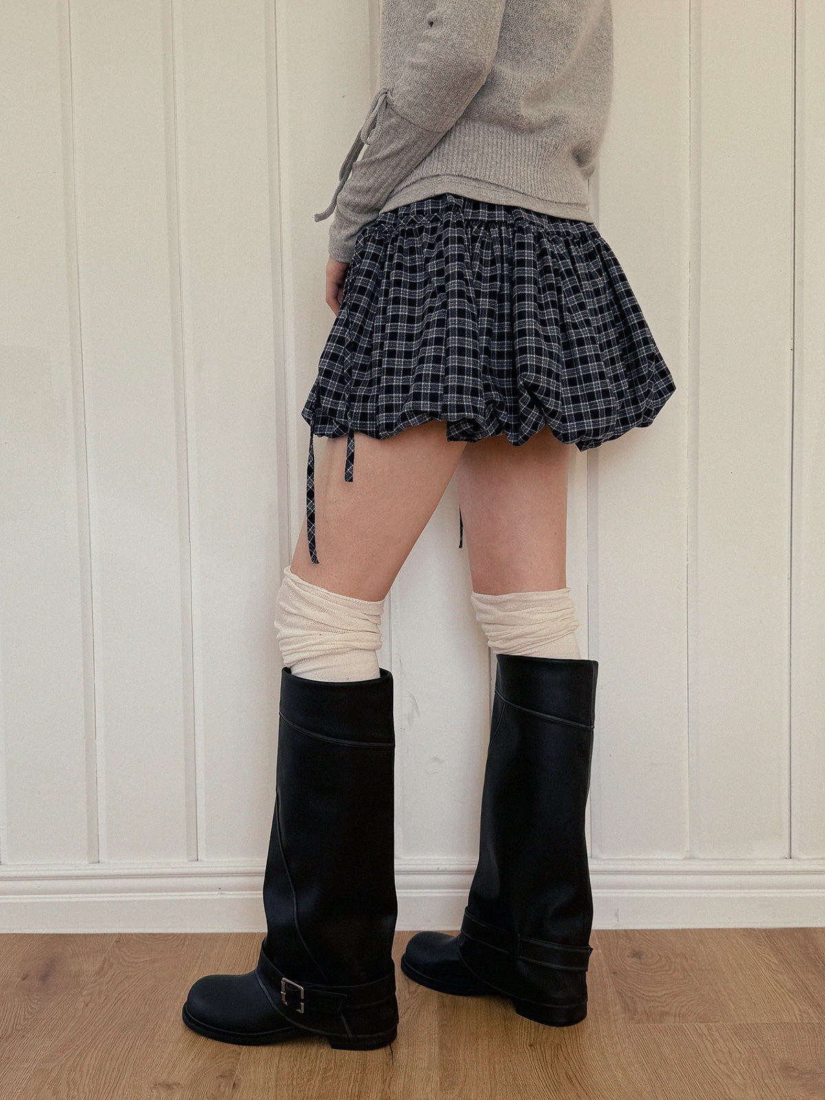 【TWEE】Devua Check Balloon Mini Skirt