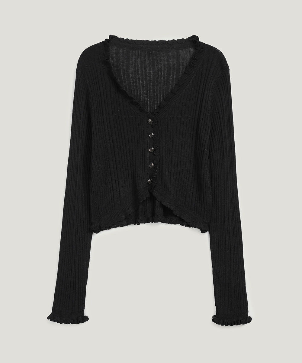 Soize ribbed frill cardigan