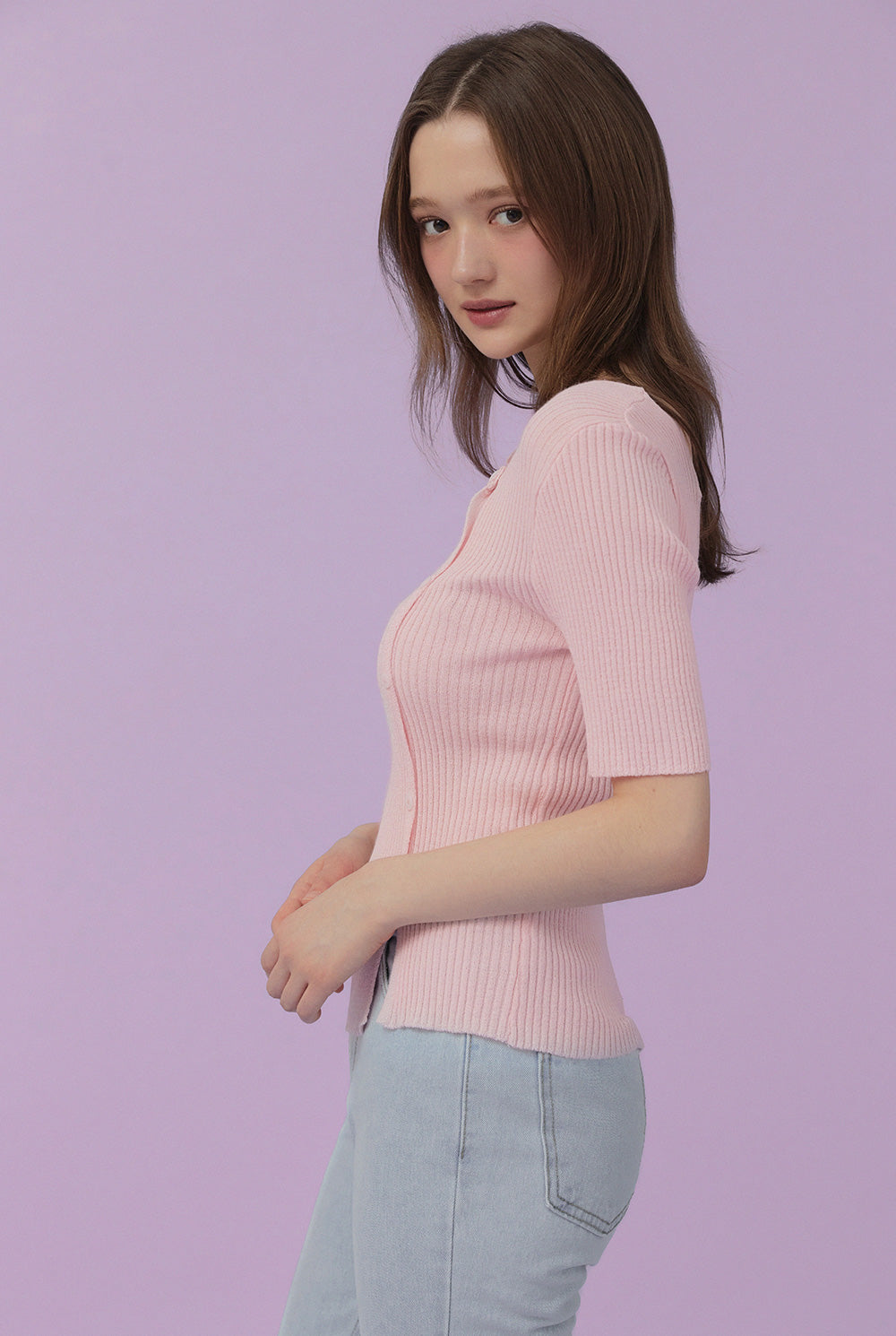 Inlove Asymmetric Off-Shoulder Short-Sleeve Knit