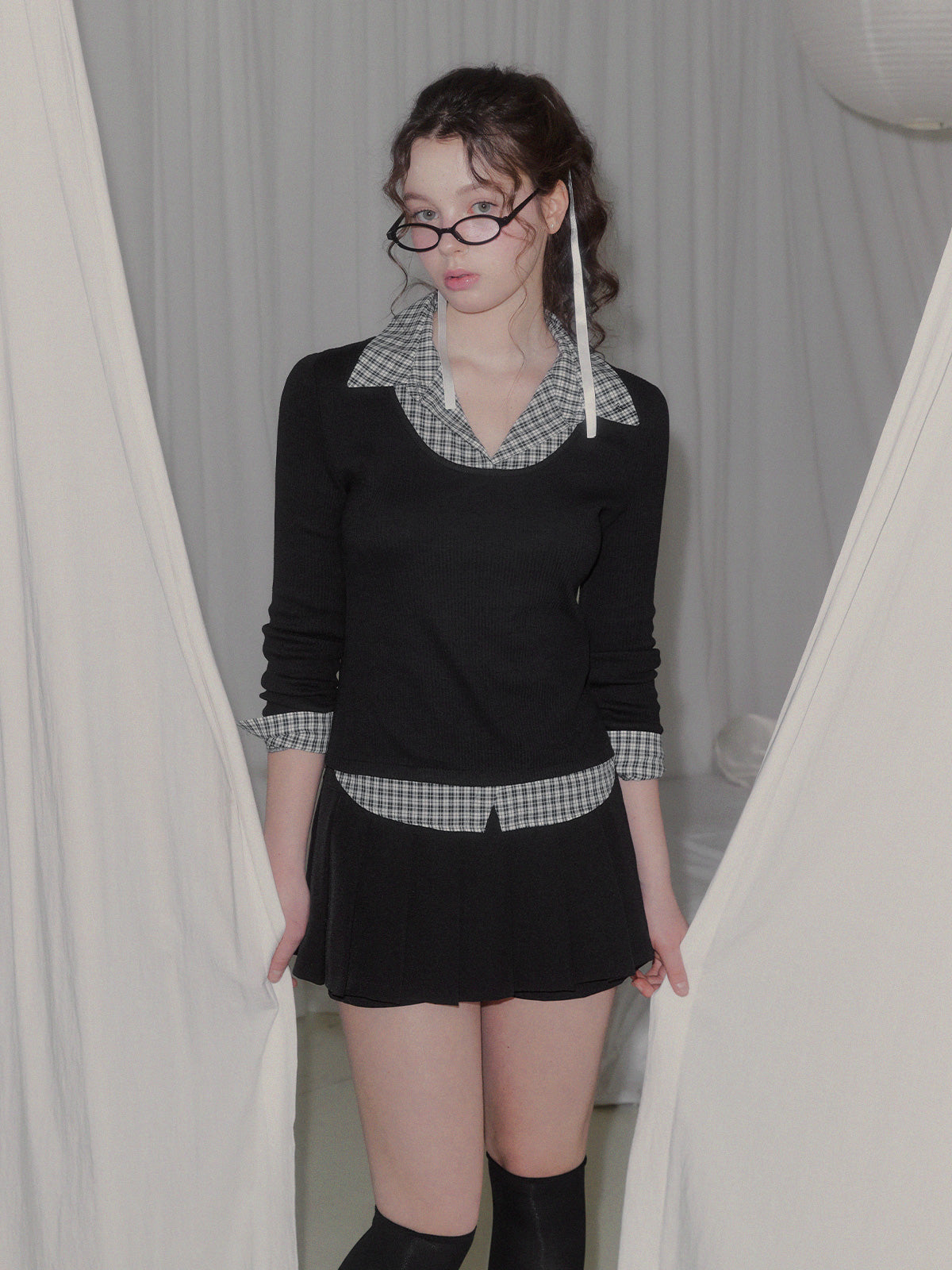 Ellen contrast rib long sleeve t-