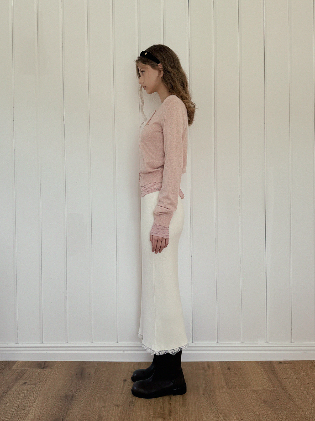 Ara Basic Round Neck Long Sleeve Cardigan