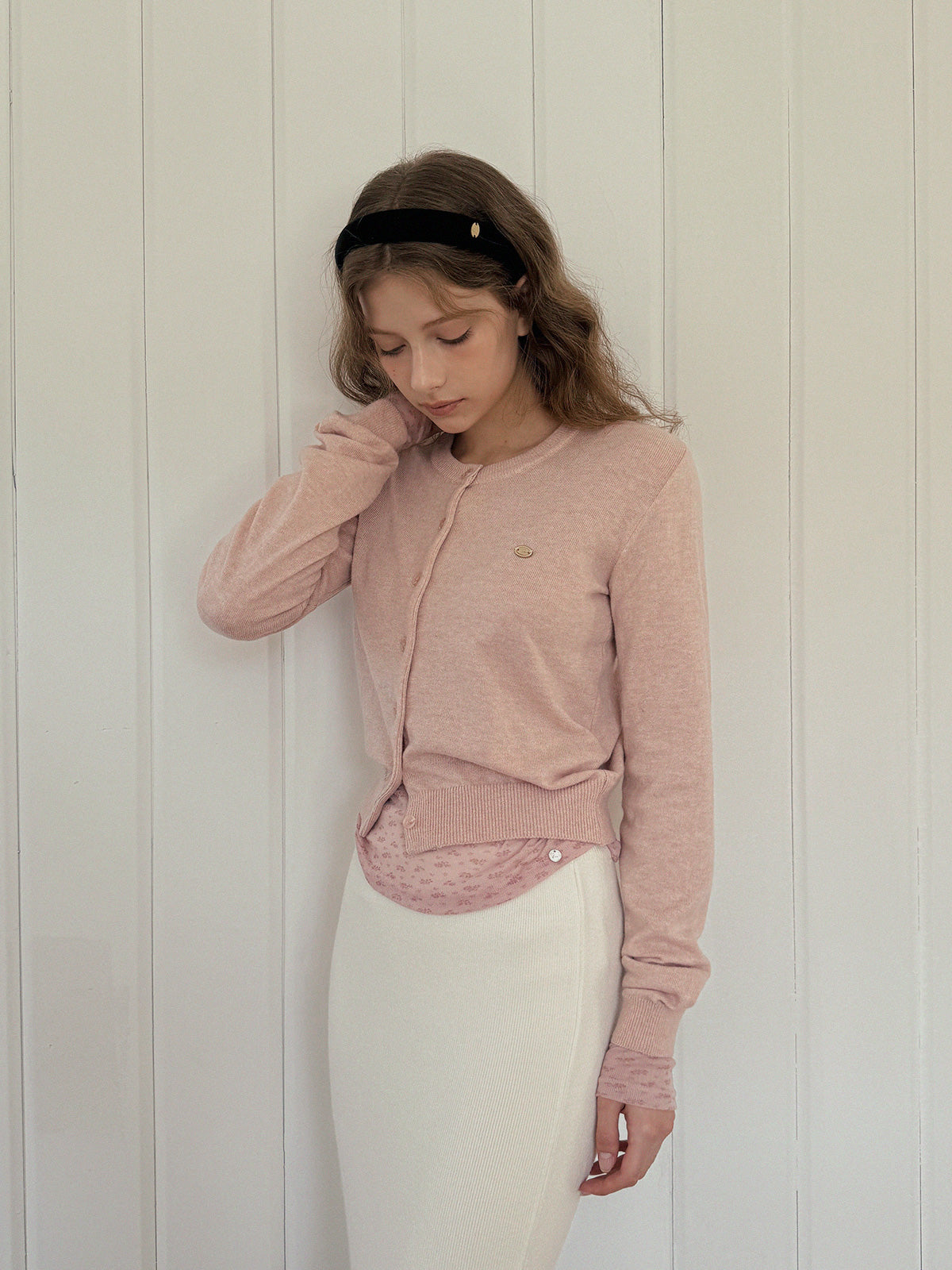 Ara Basic Round Neck Long Sleeve Cardigan