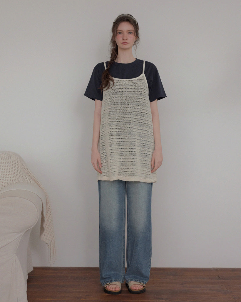 Hillet Knit Mesh Layered Dress