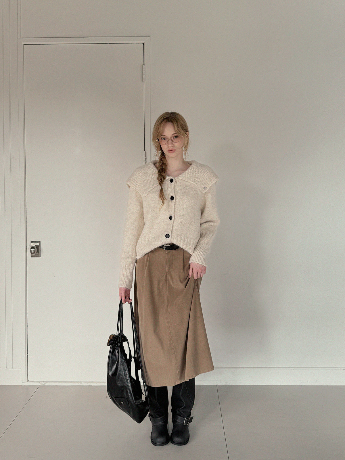 Comf Sailor-Collar Knit Cardigan