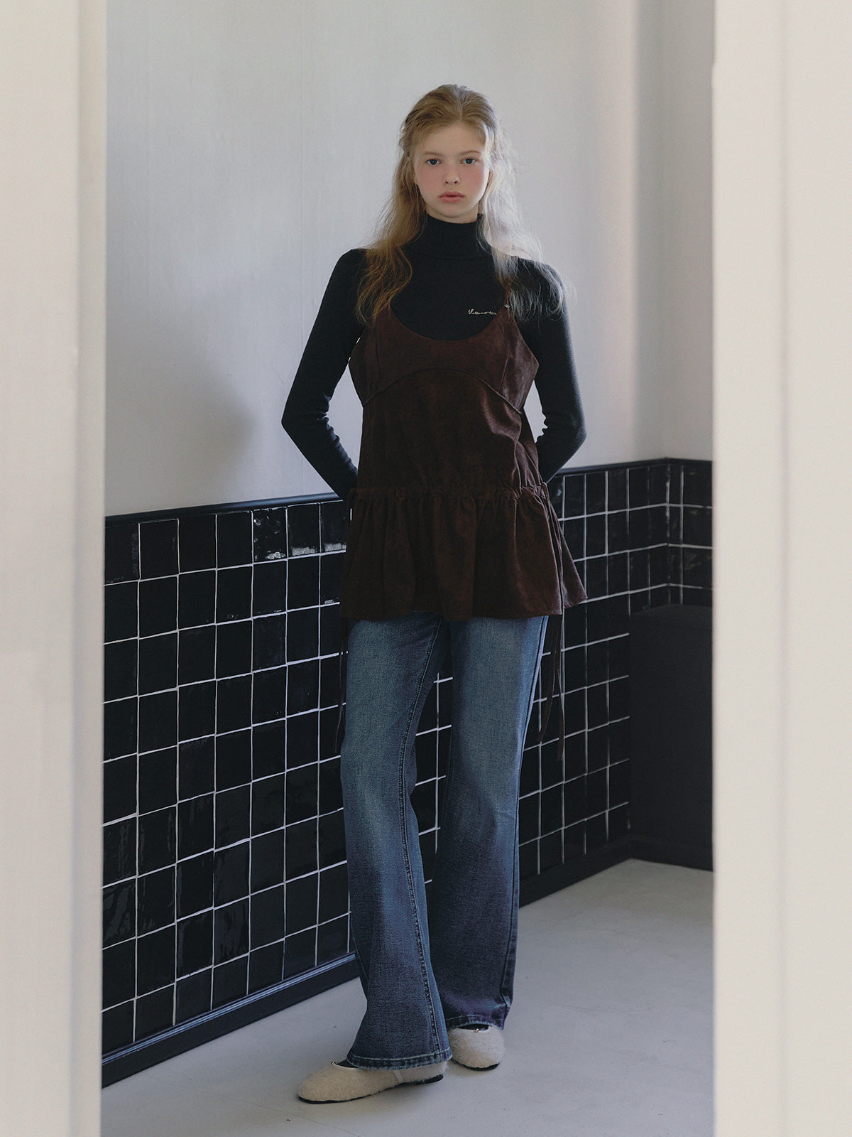 【TWEE】Longdi Suede Layered Dress