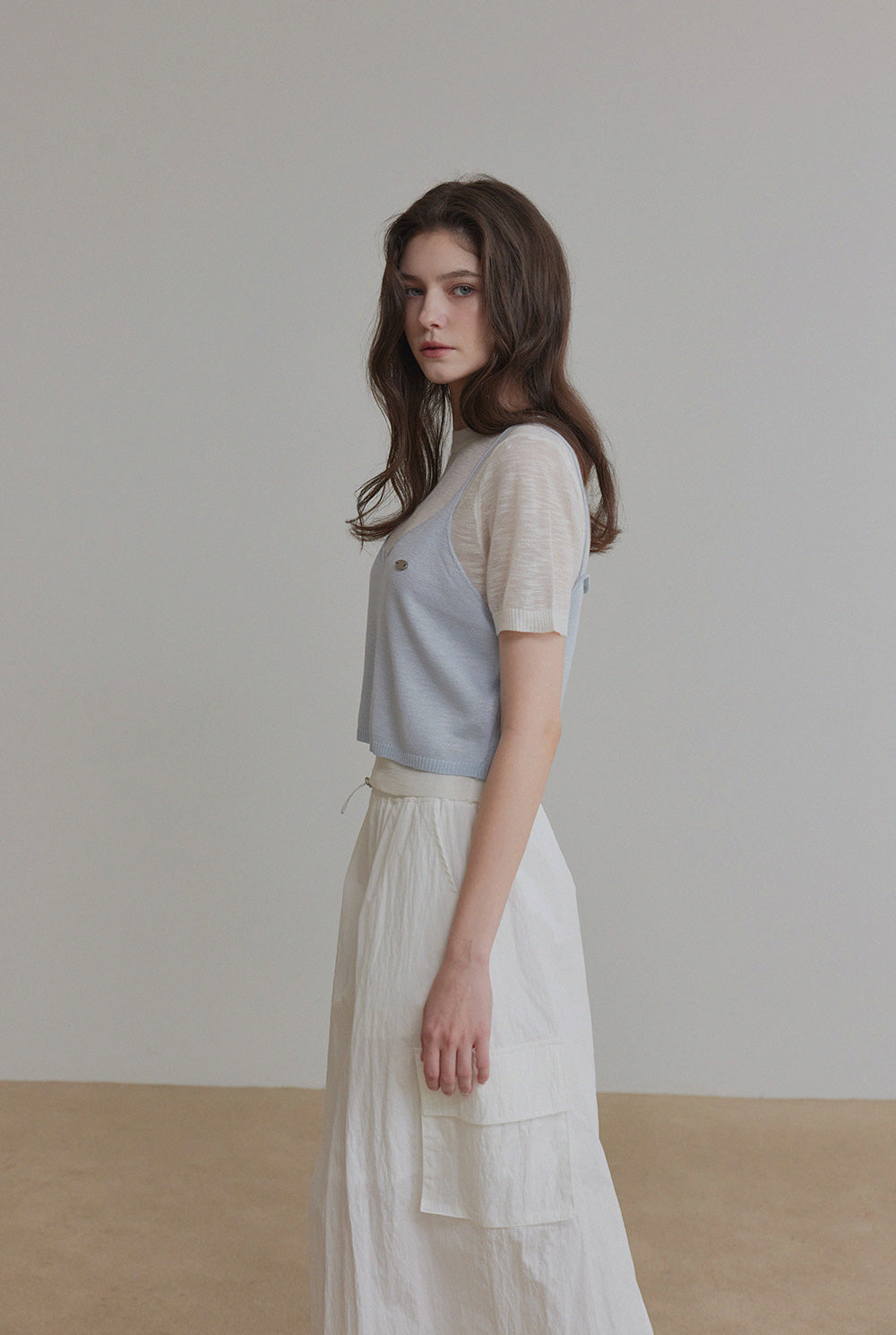 [TWEE] Ensemble sans manches en maille colorblock Nihe