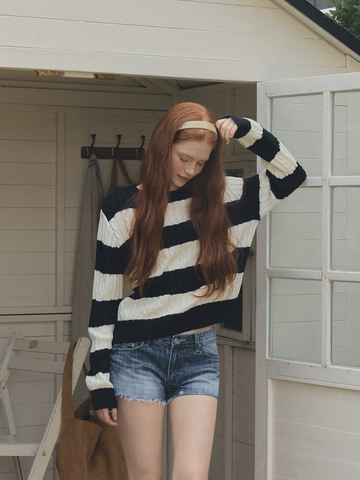 [TWEE] Fade Color-Block Stripe Long Sleeve Knit