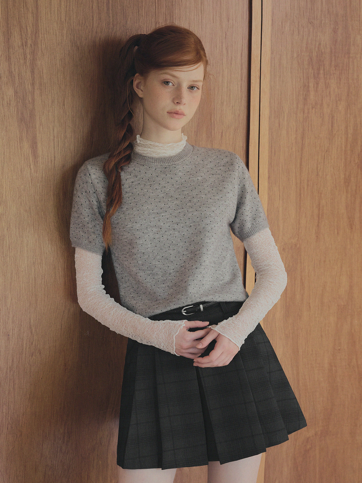 【TWEE】Wooden Sheer Wrinkle Long-Sleeve T-Shirt