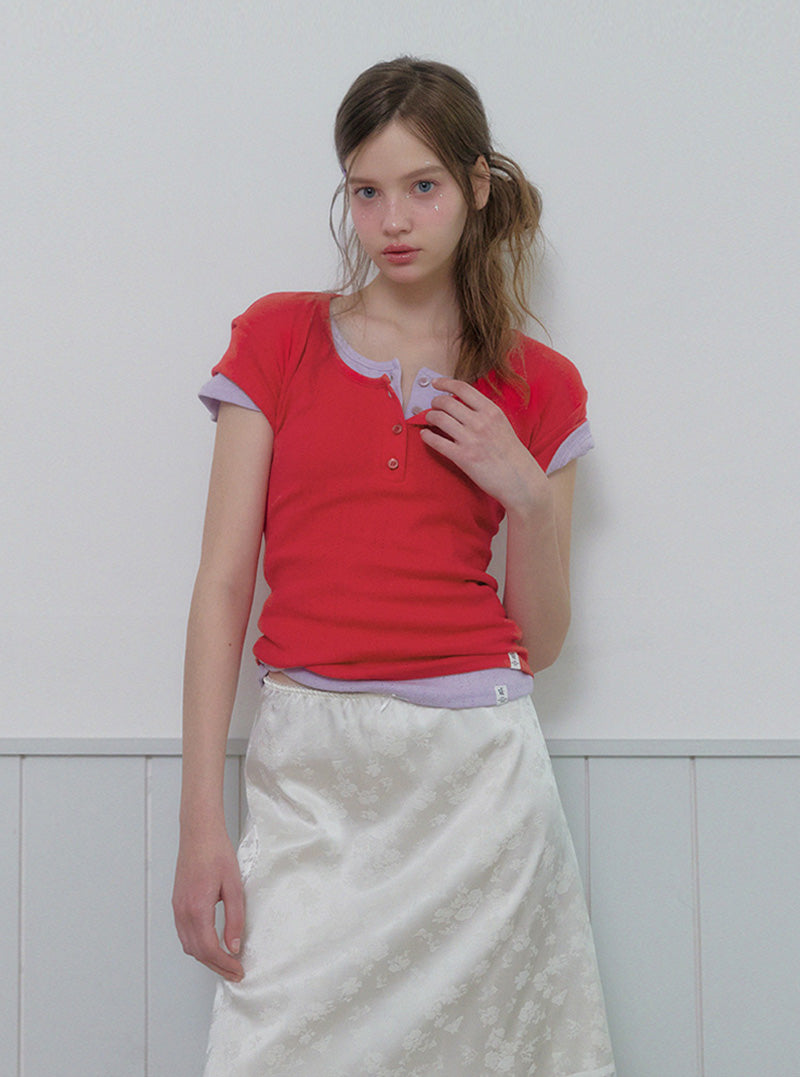Binet button punching short sleeve t-shirt