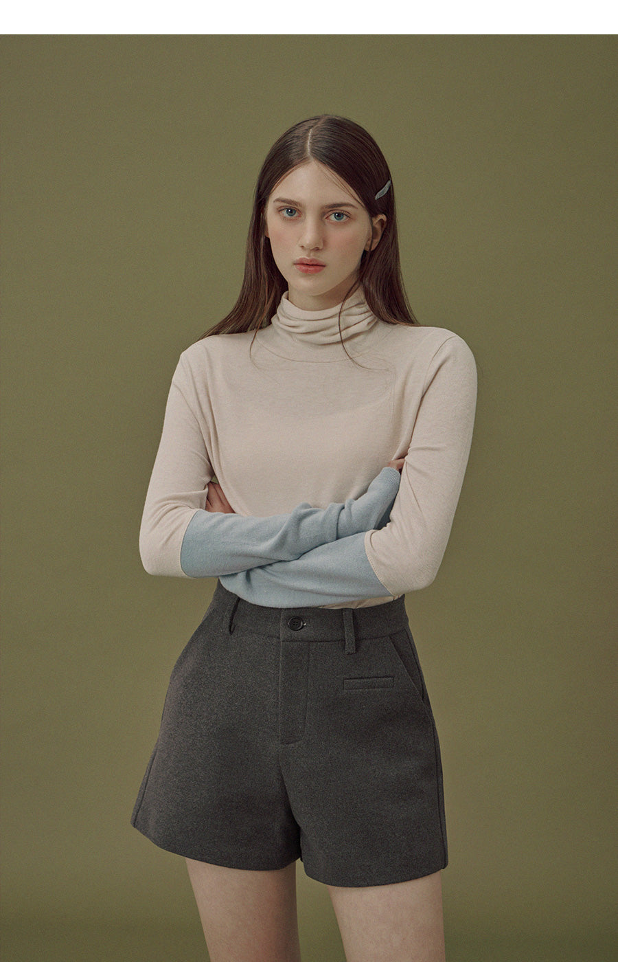 Bailey Sleeve Color-Block Turtleneck