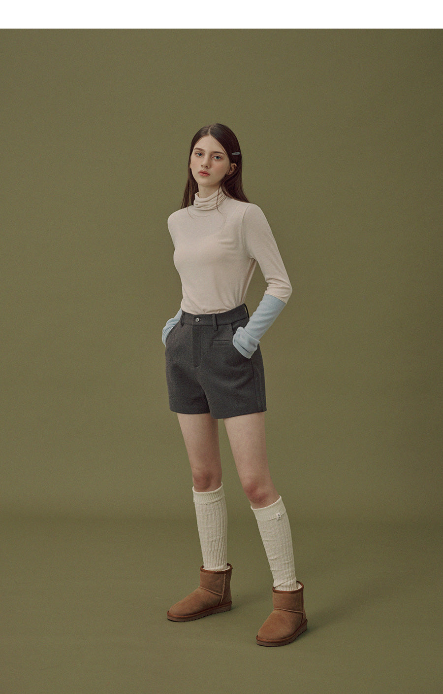 Bailey Sleeve Color-Block Turtleneck